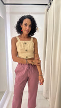 Cropped Bege com Botões Frontais
