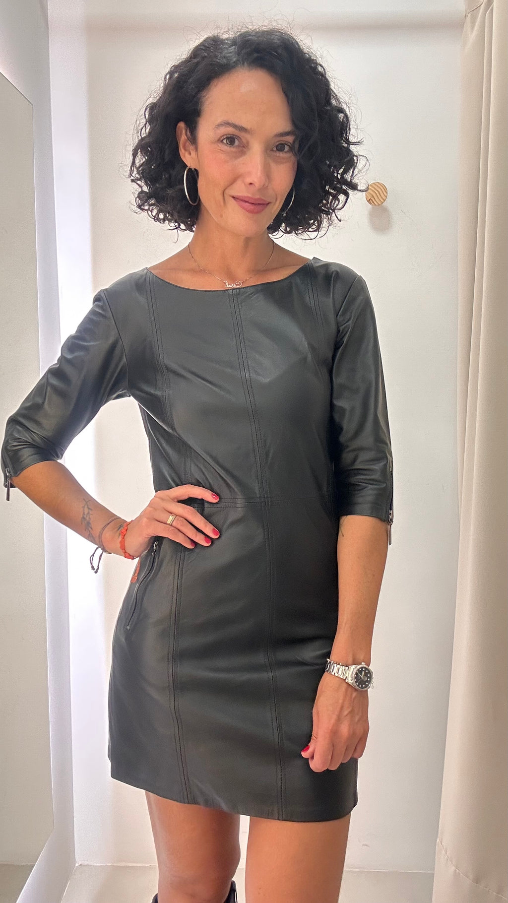 Vestido Preto Couro Zinnia