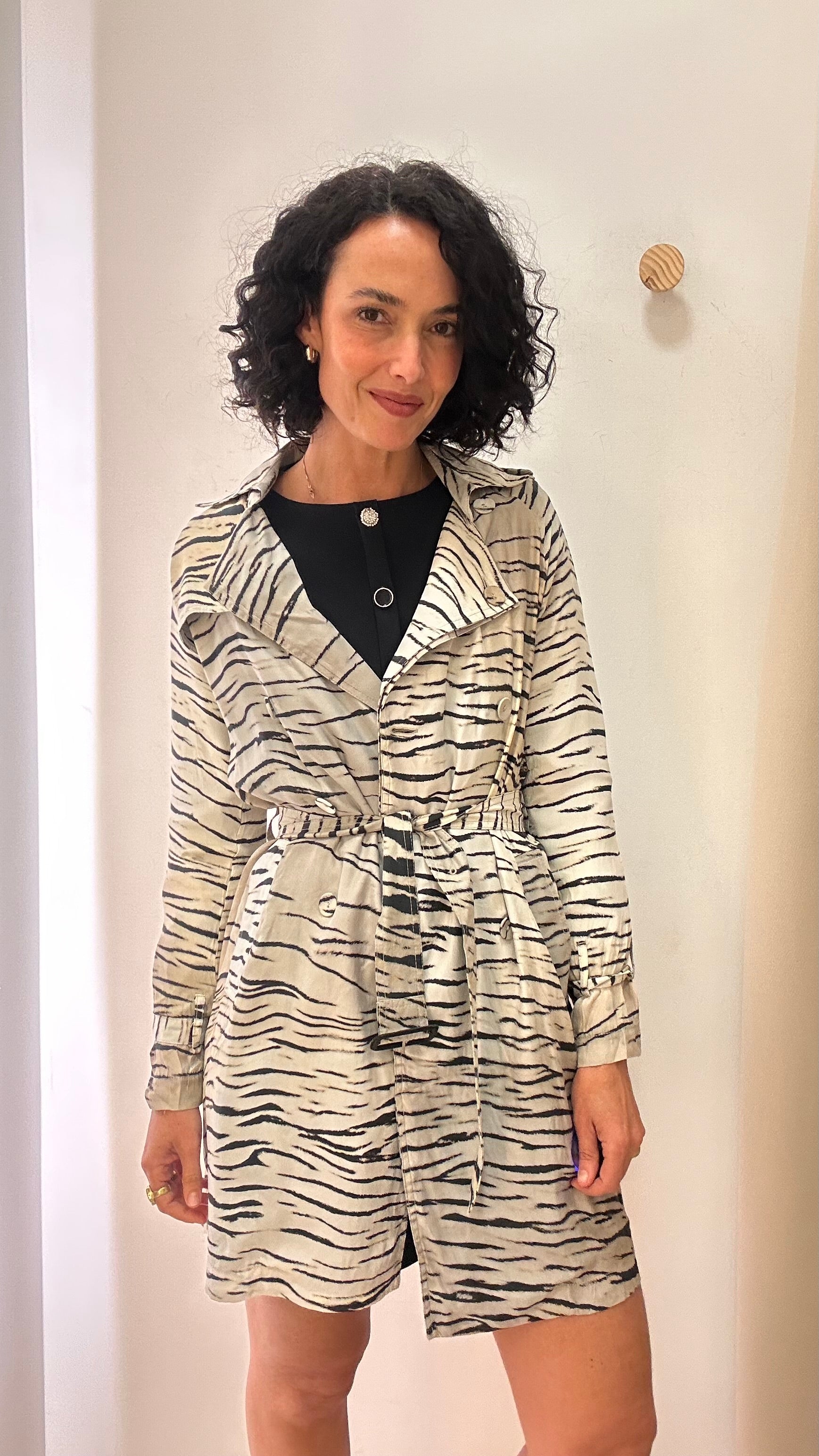 Trench Coat De Seda Animale