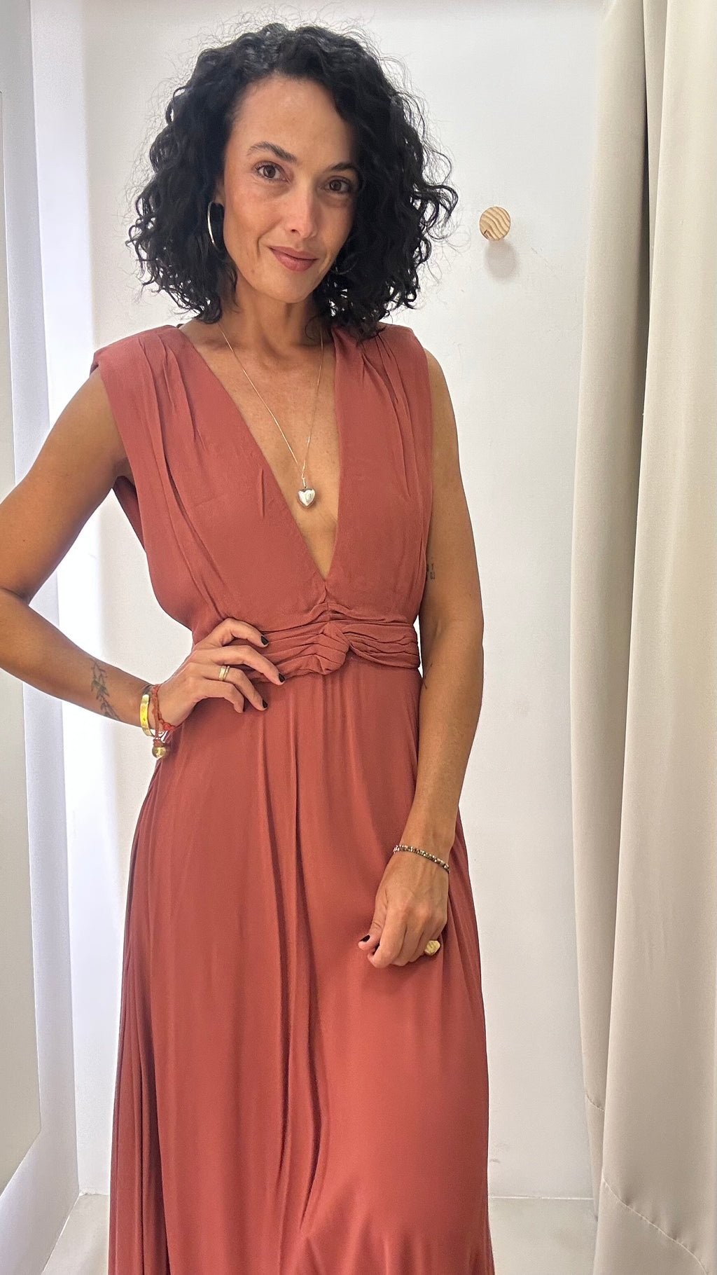 Vestido Longo de Festa Rosa Chá