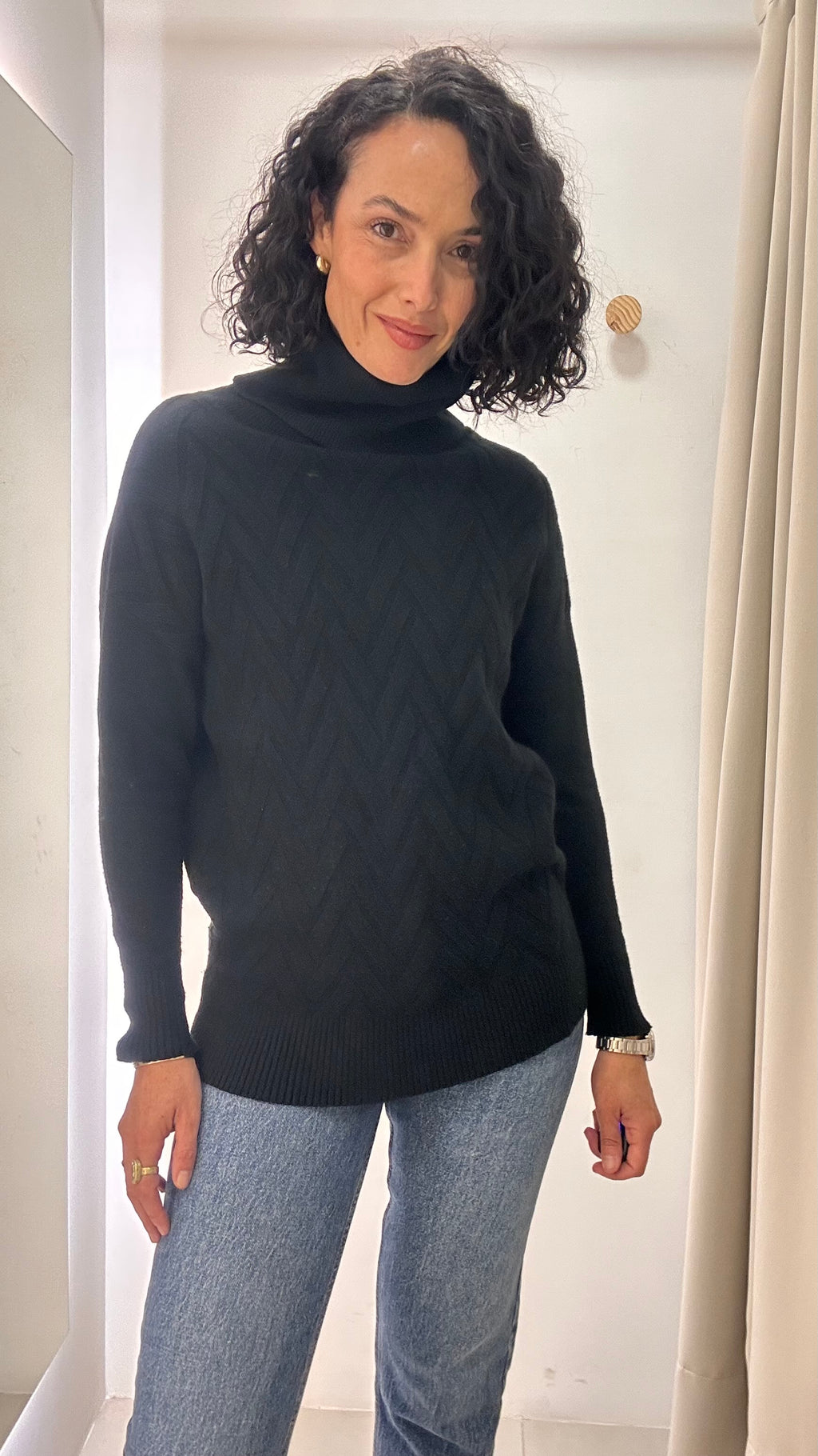 Suéter Tricot Gola Alta Preto