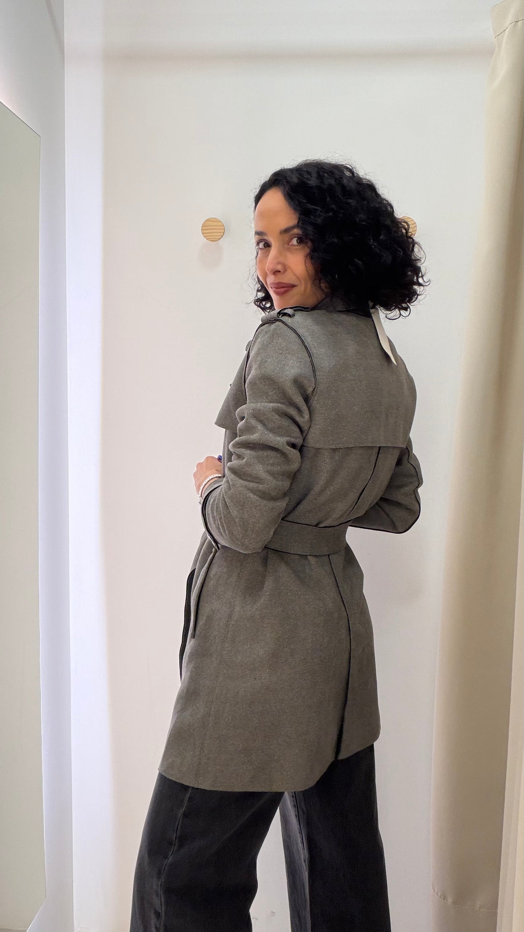 Trench Coat suede Shoulder