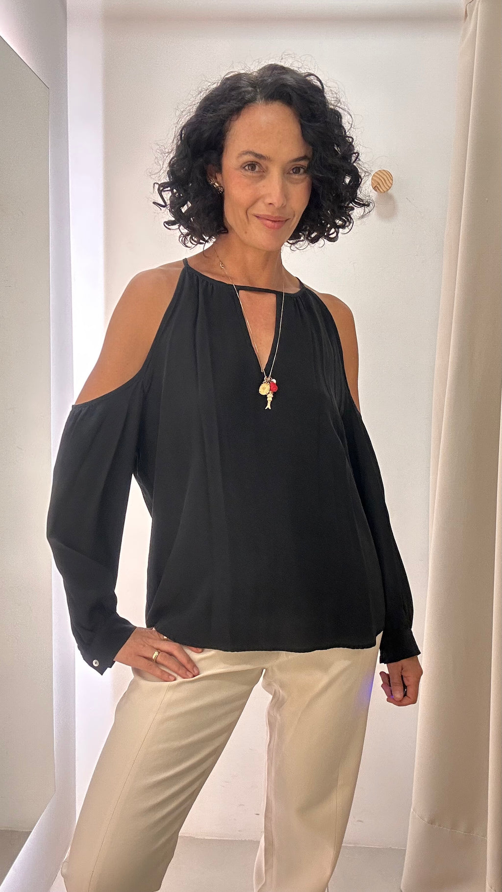 Blusa Preta Seda Animale