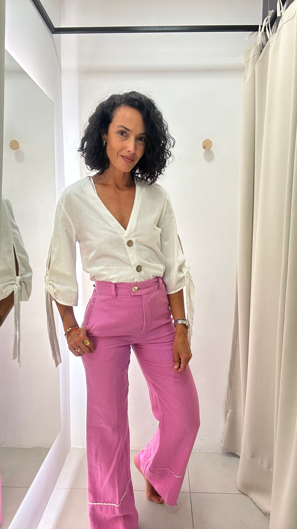 Calça Reta Rosa