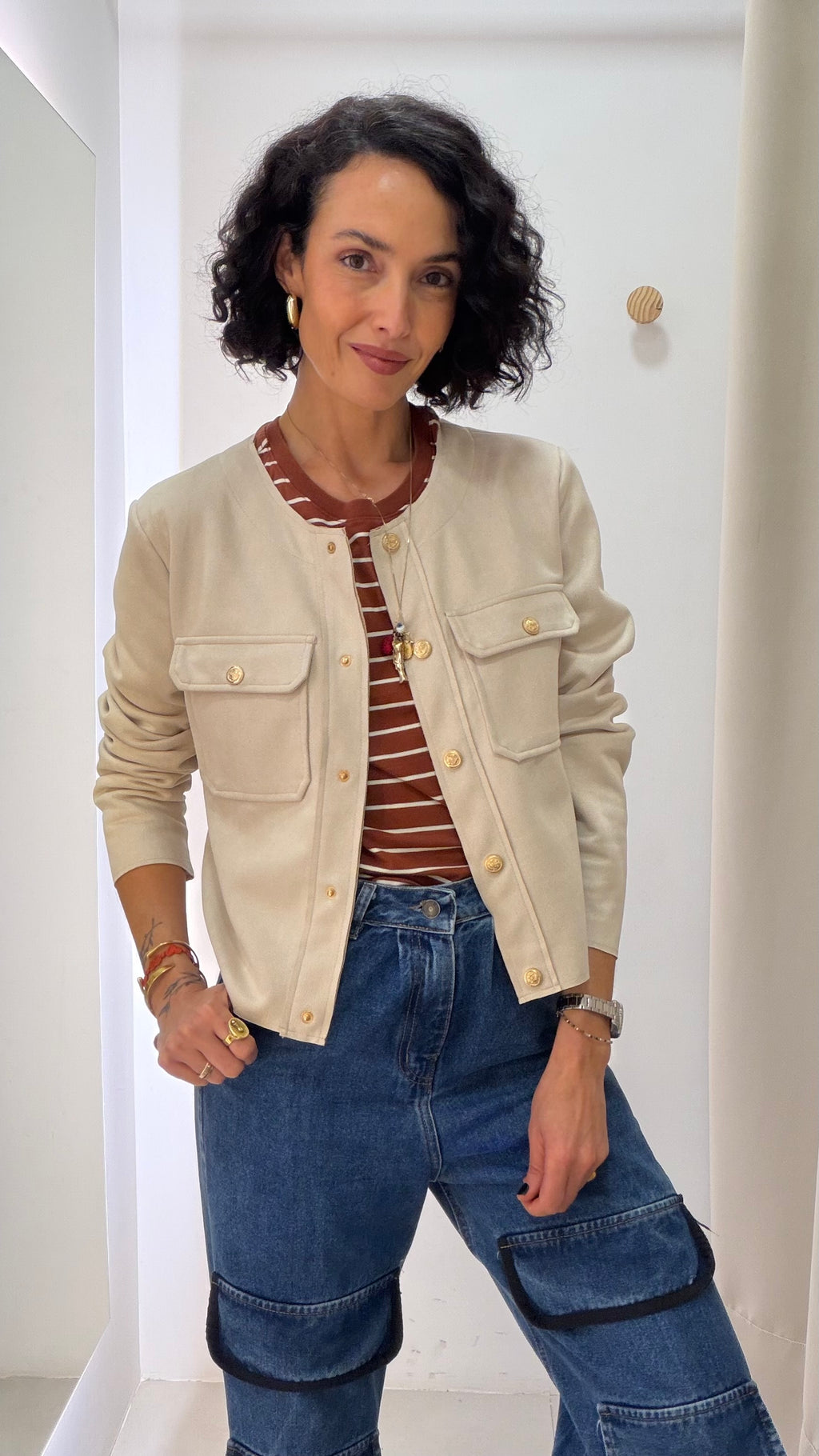 Casaco Bege suede Mochine