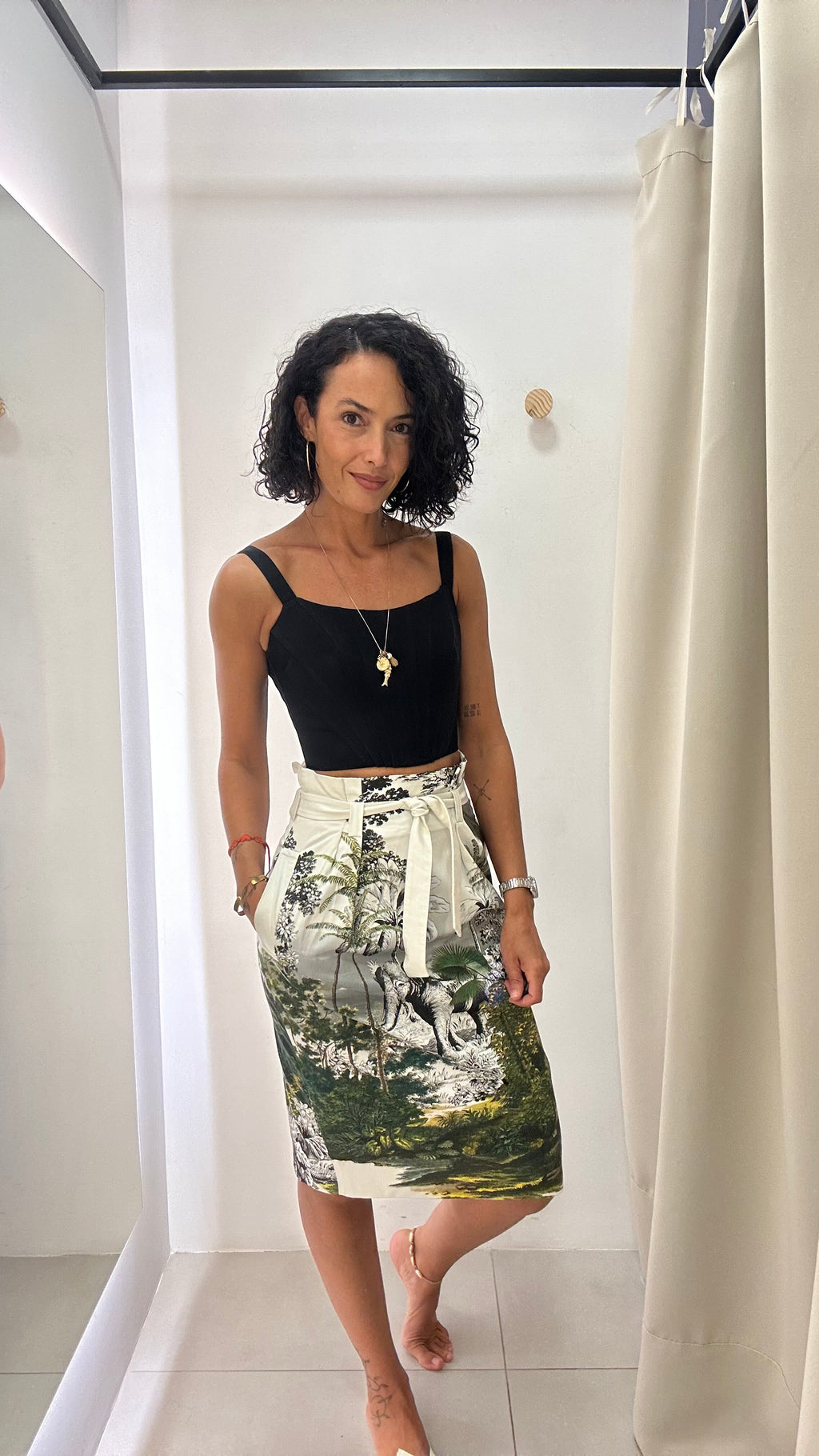 Saia Branca com Estampa Alberta Ferretti
