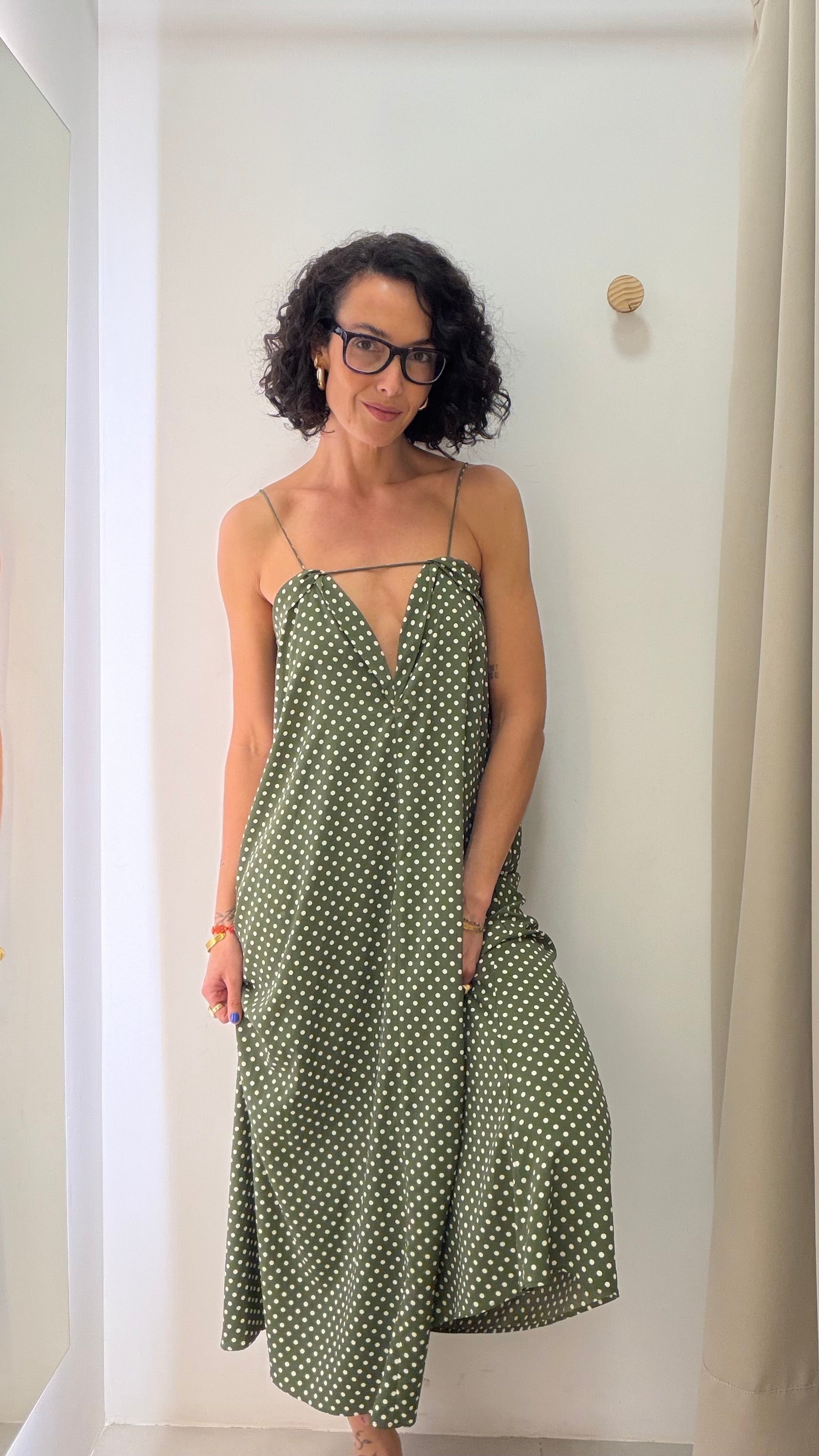 Vestido Poá Verde Zara