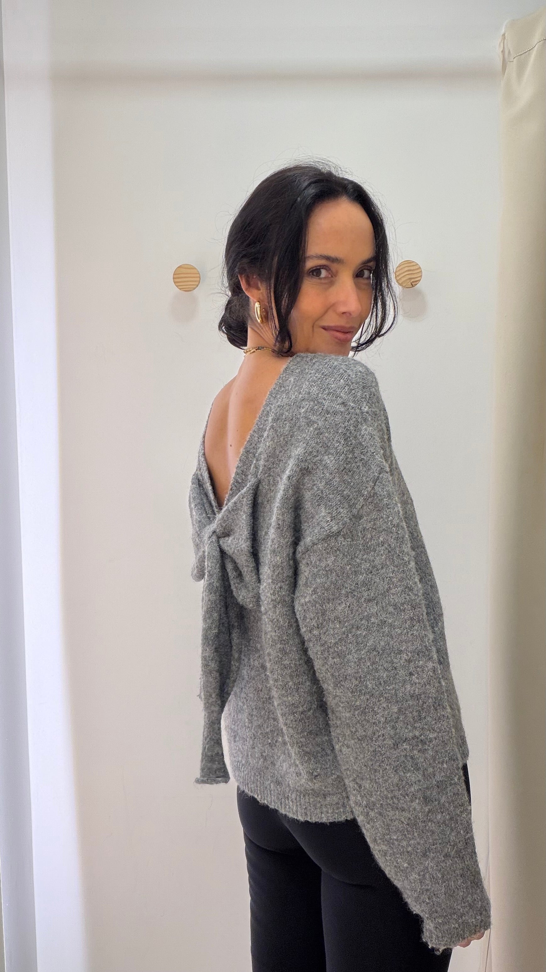 Tricot Cinza com Laço