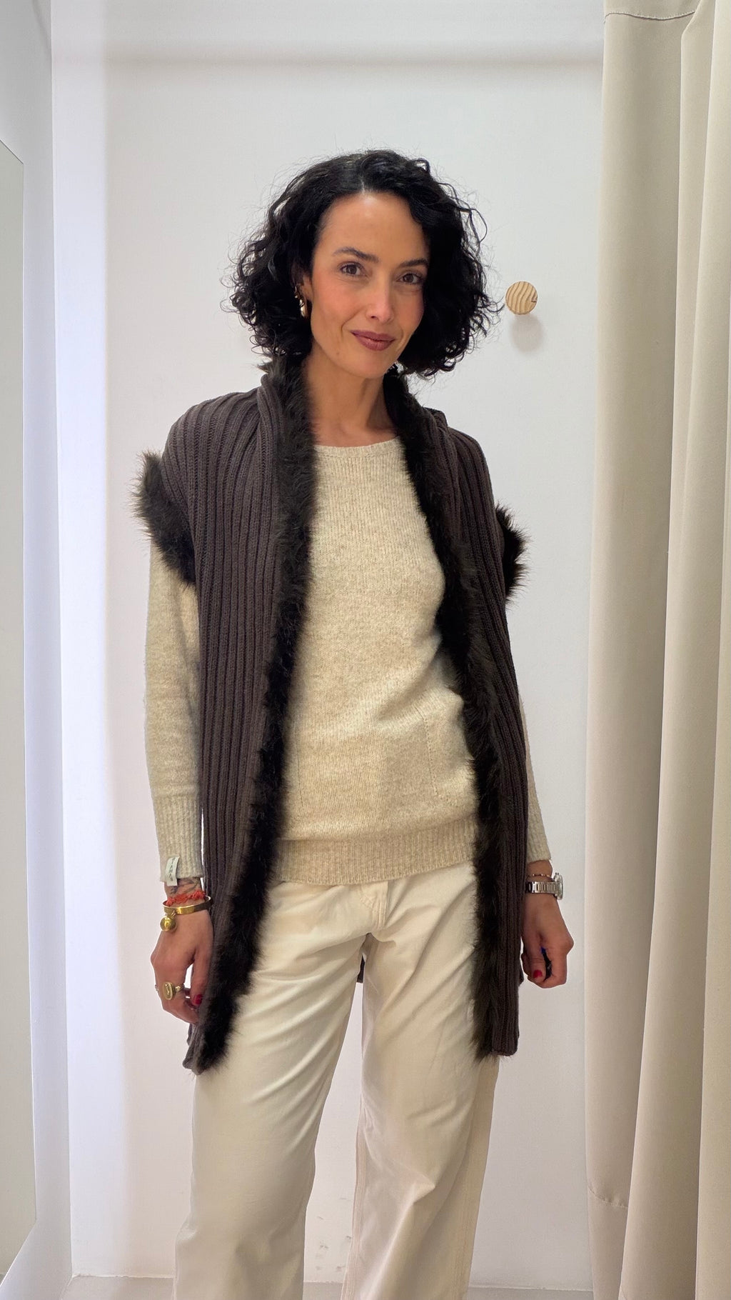 Colete de Tricot Marrom Anselmi