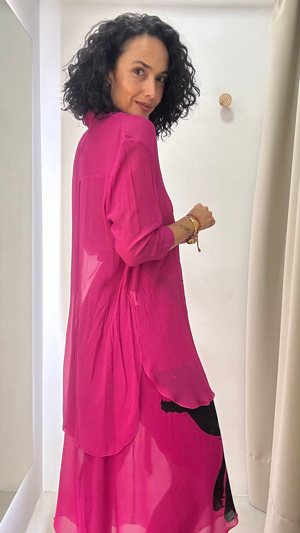 conjunto rosa em seda Yukio