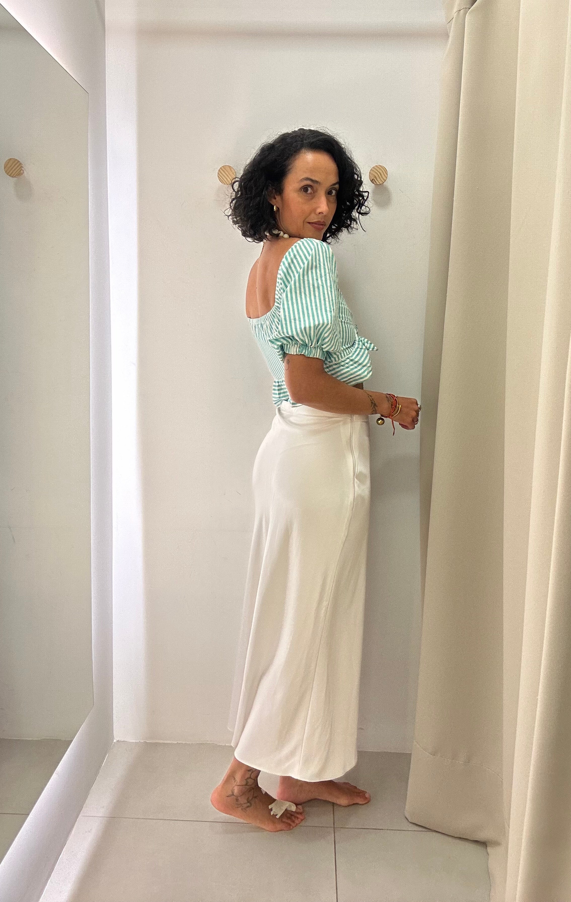 Saia Cetim Branca Zara