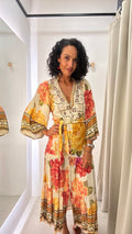 Vestido Longo Manga 3/4 Estampa Floral