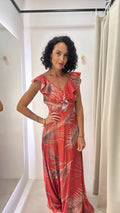 Vestido Longo Vermelho Estampado