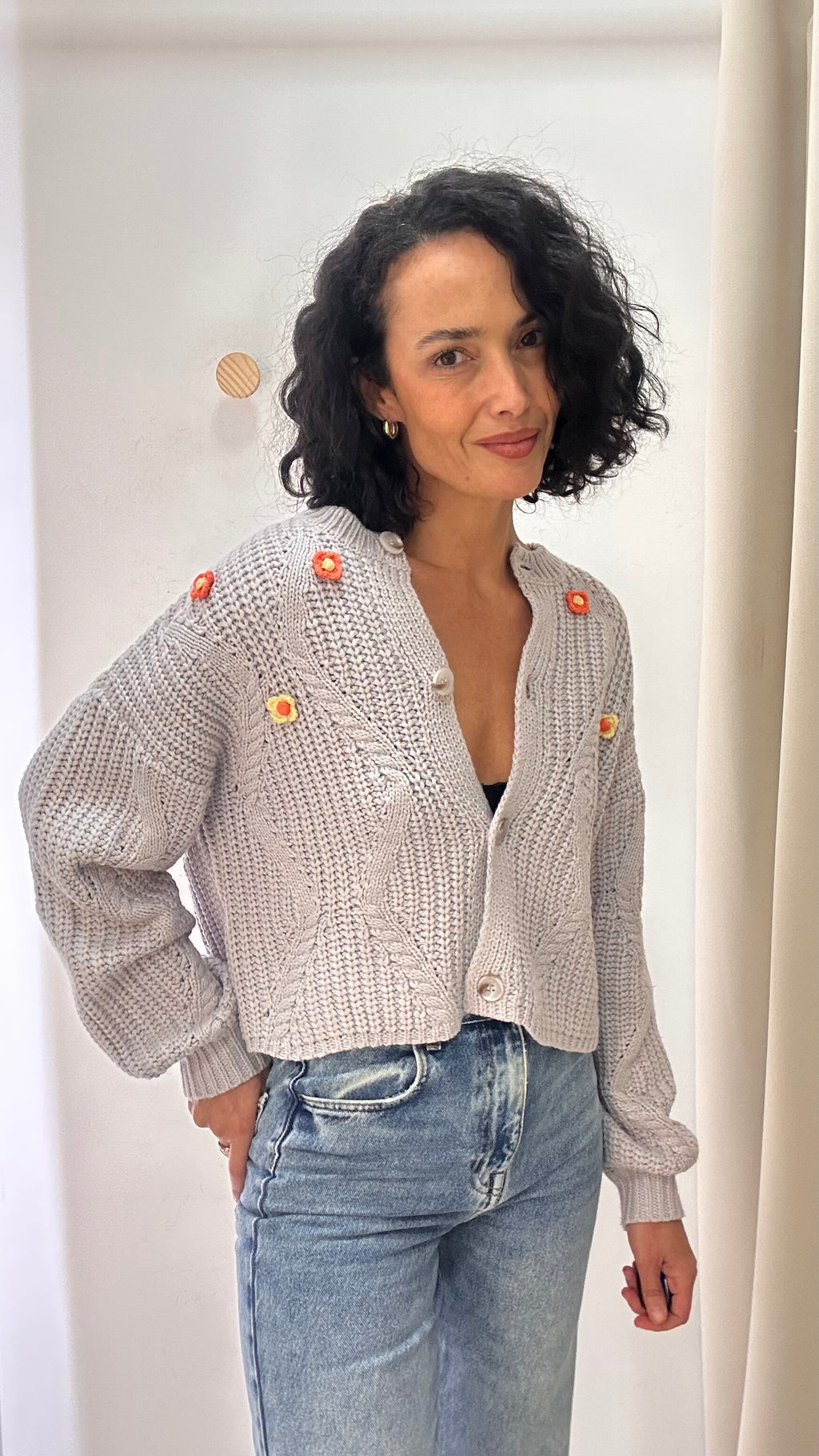 Cardigan tricot  flores Animale