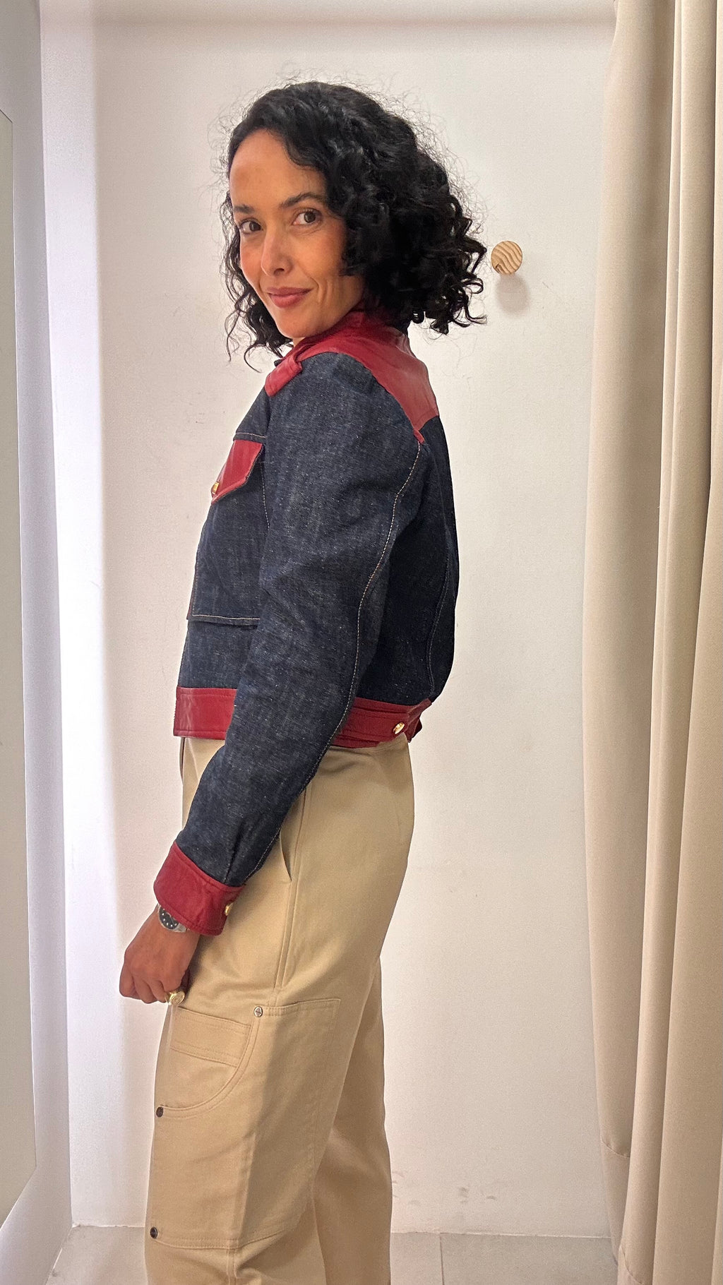 Jaqueta jeans e couro Animale