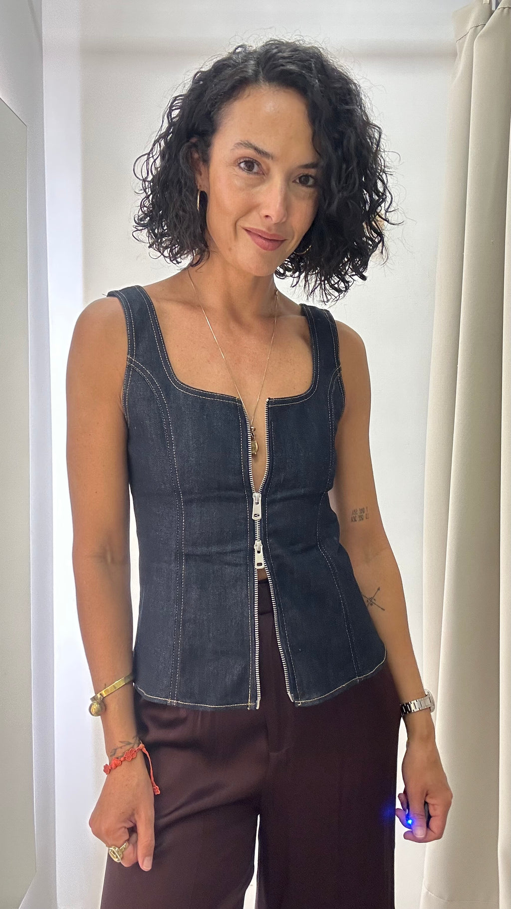 Blusa com Zíper Jeans Zara