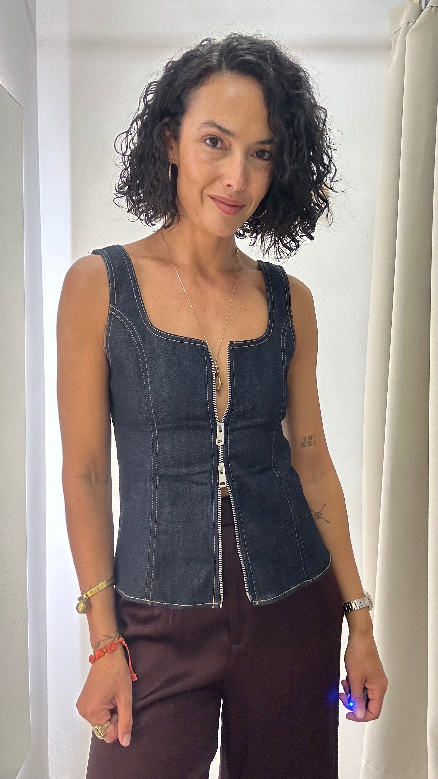 Blusa com Zíper Jeans Zara