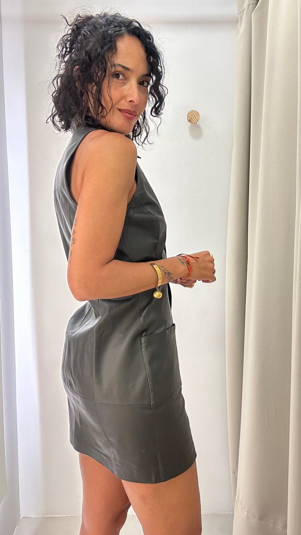 Vestido Preto Couro Tactile