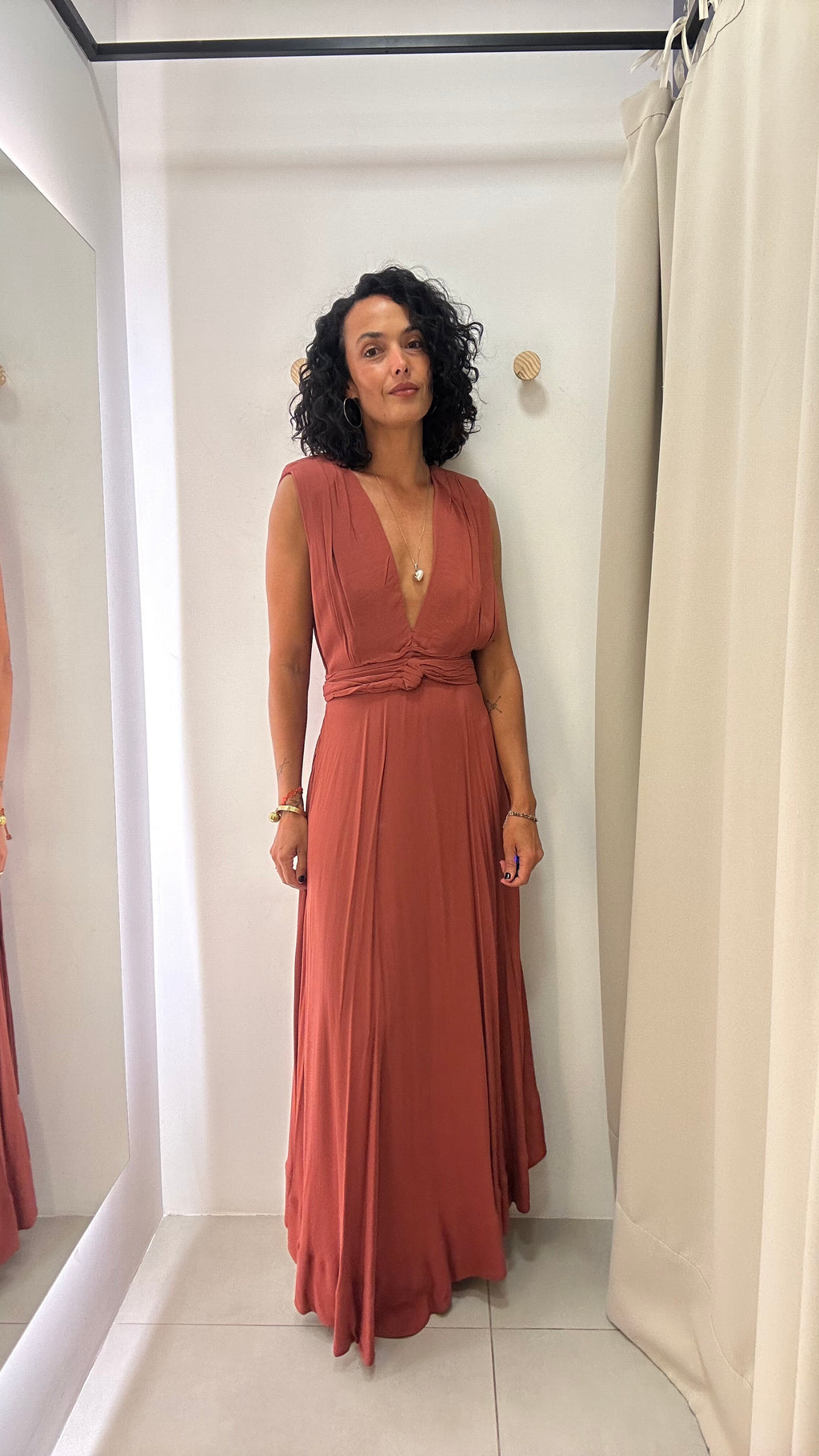 Vestido Longo de Festa Rosa Chá