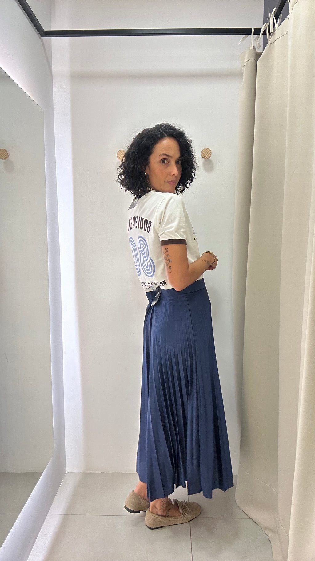 Saia Plissada Azul Zara