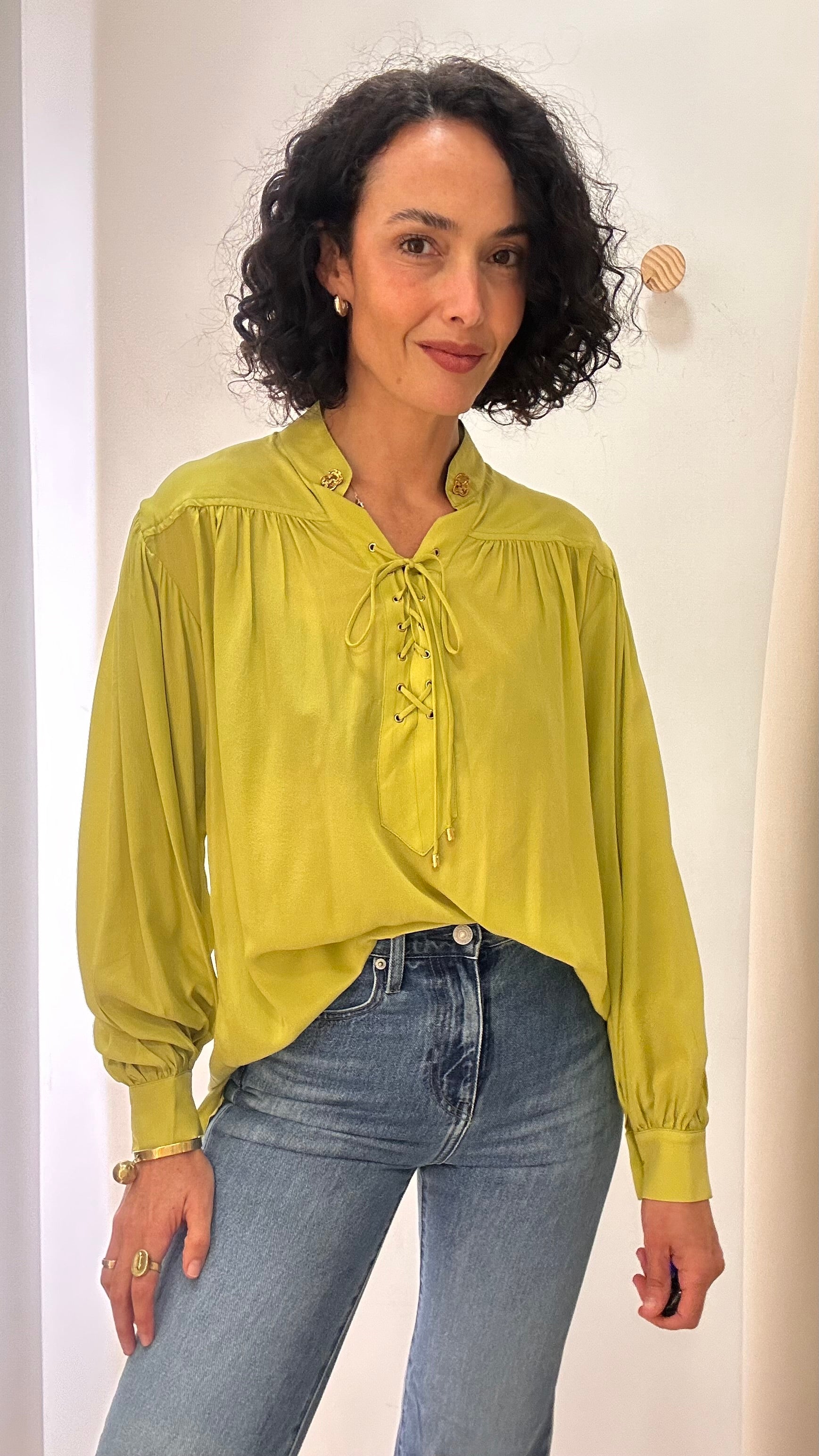 Camisa Verde Seda D-Gaia