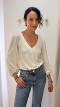 Blusa Branca Sacada