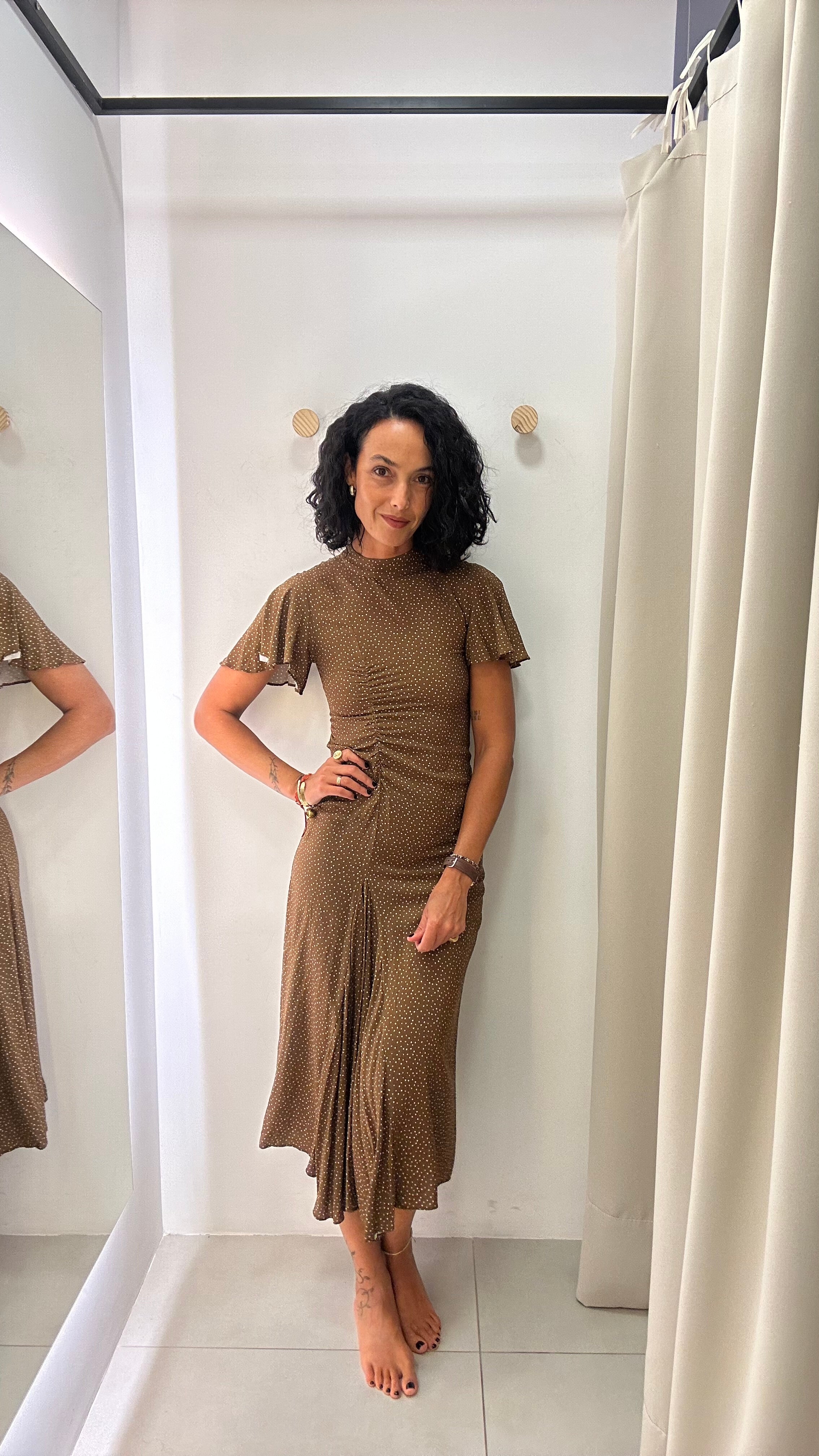 Vestido Poá Marrom