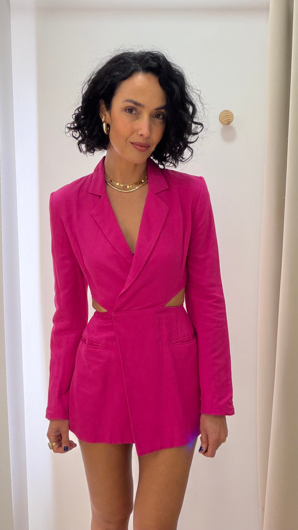 Vestido Curto Blazer Rosa L'Cecci