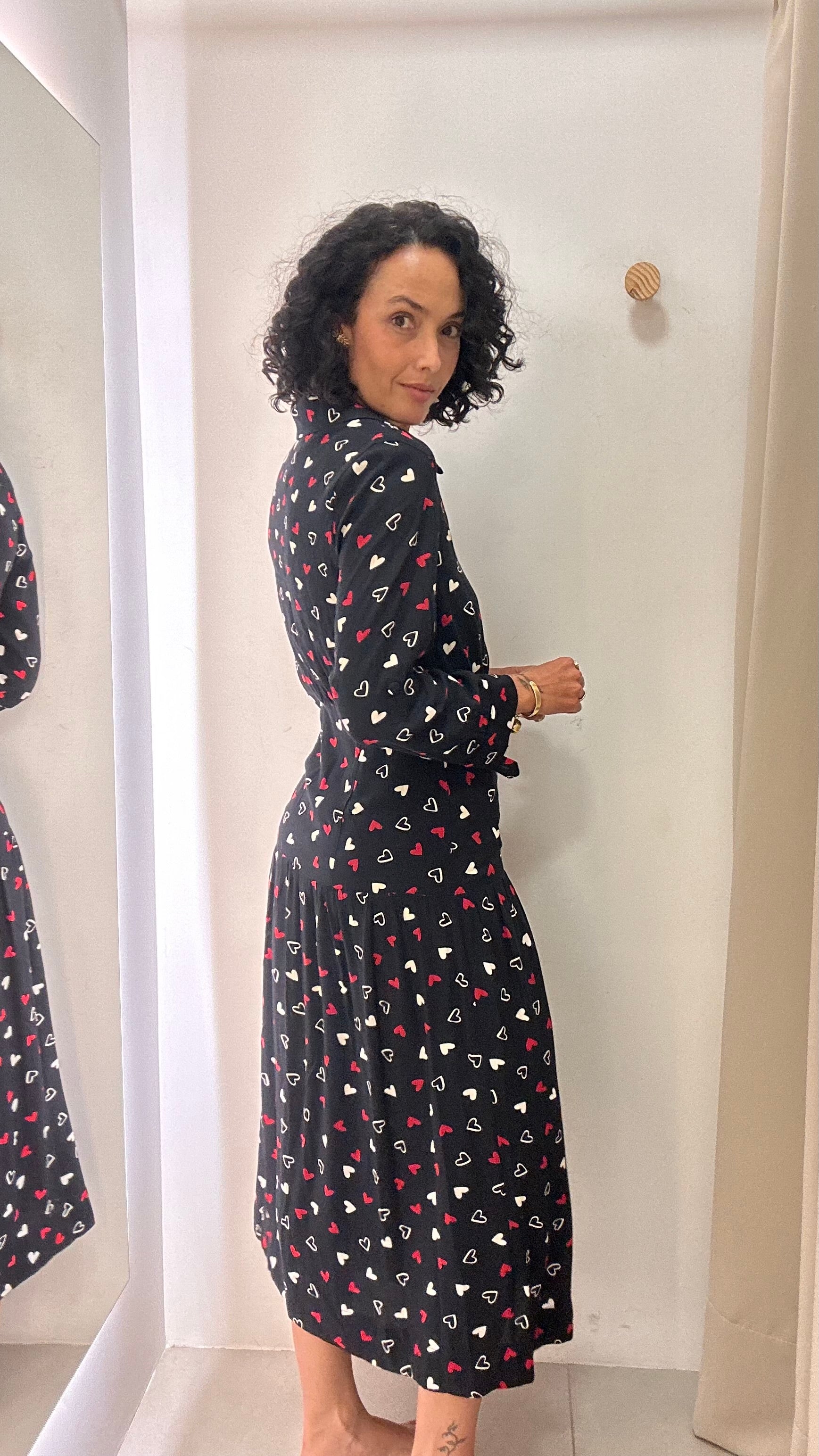 Vestido Preto Estampa Coração Iorane