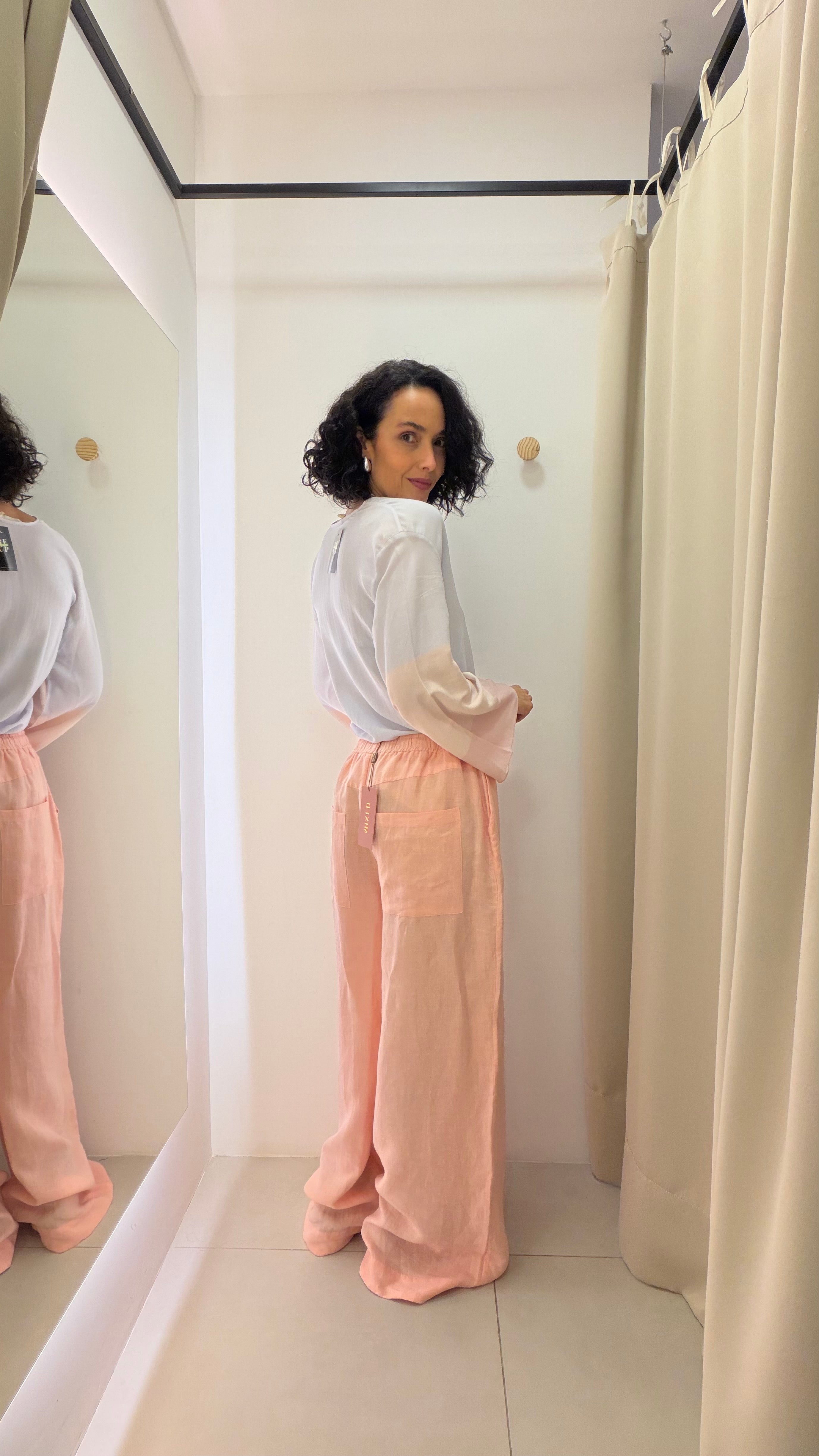Calça Rosa 100% Linho Mixed