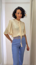 Blusa em seda creme Reinaldo Lourenço