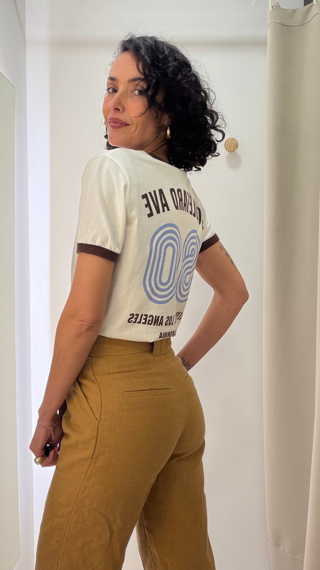 Calça algodão e linho H&M