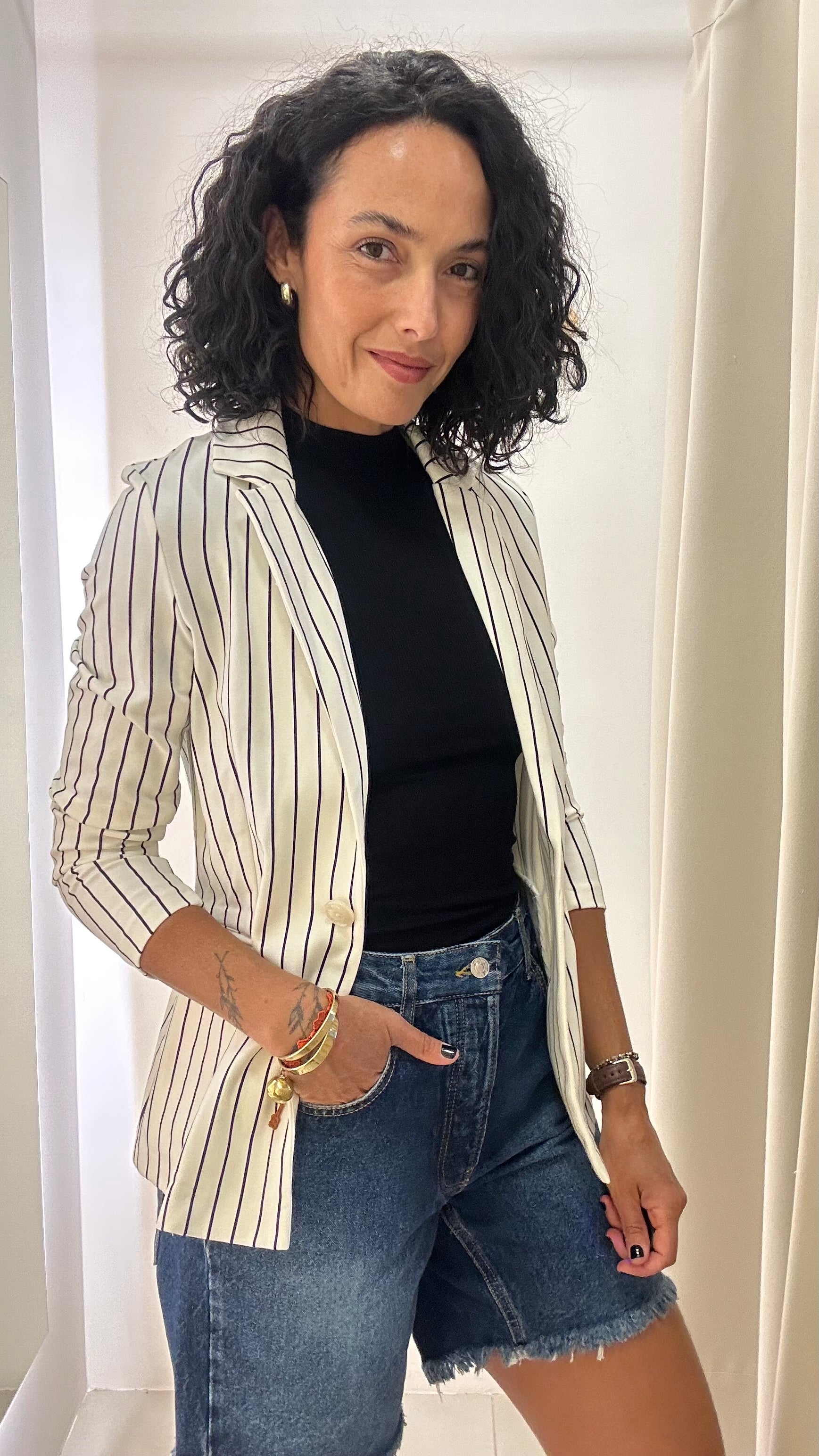 Blazer Listrado Shoulder