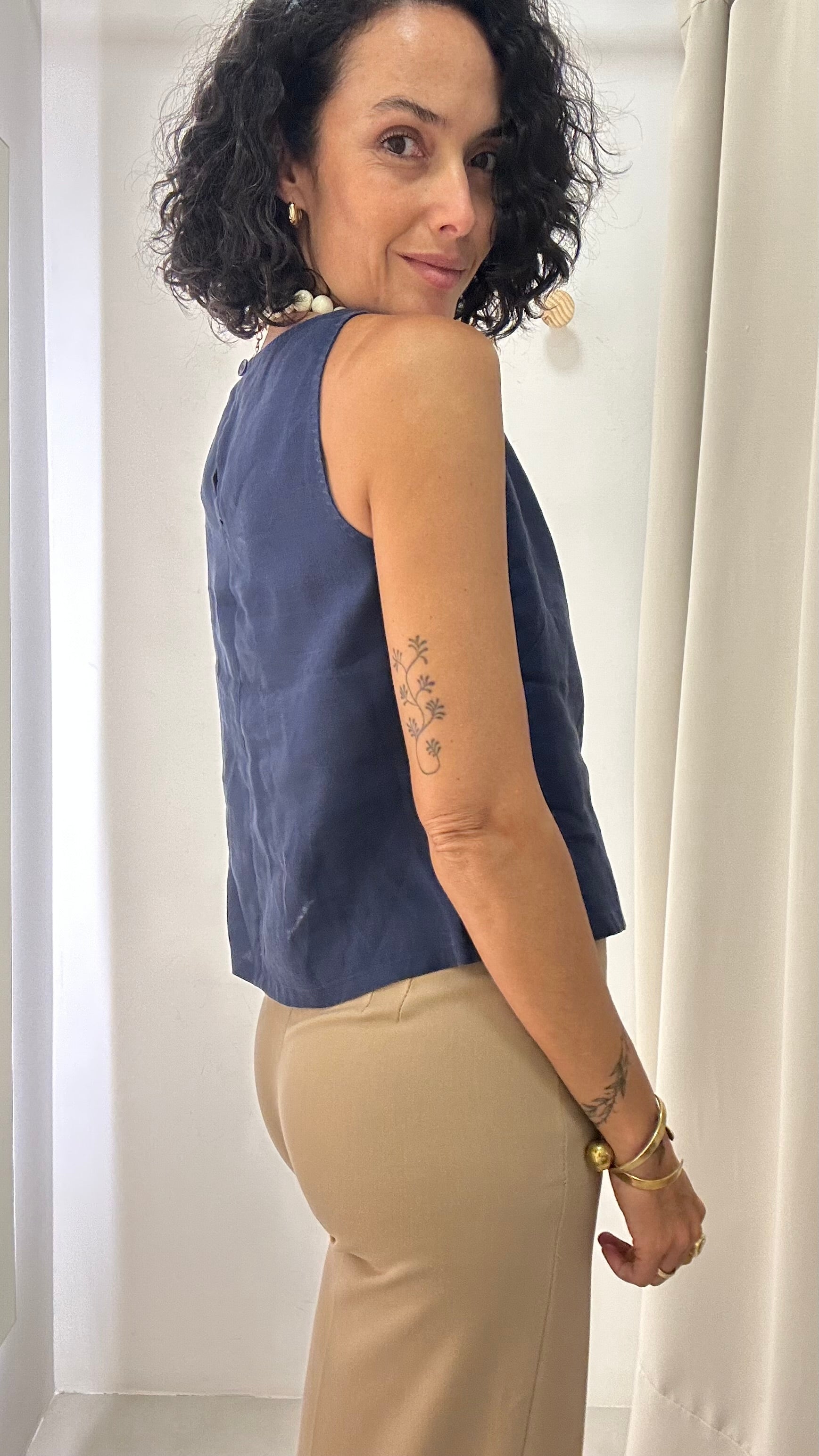 Blusa Linho Marinho Skazi