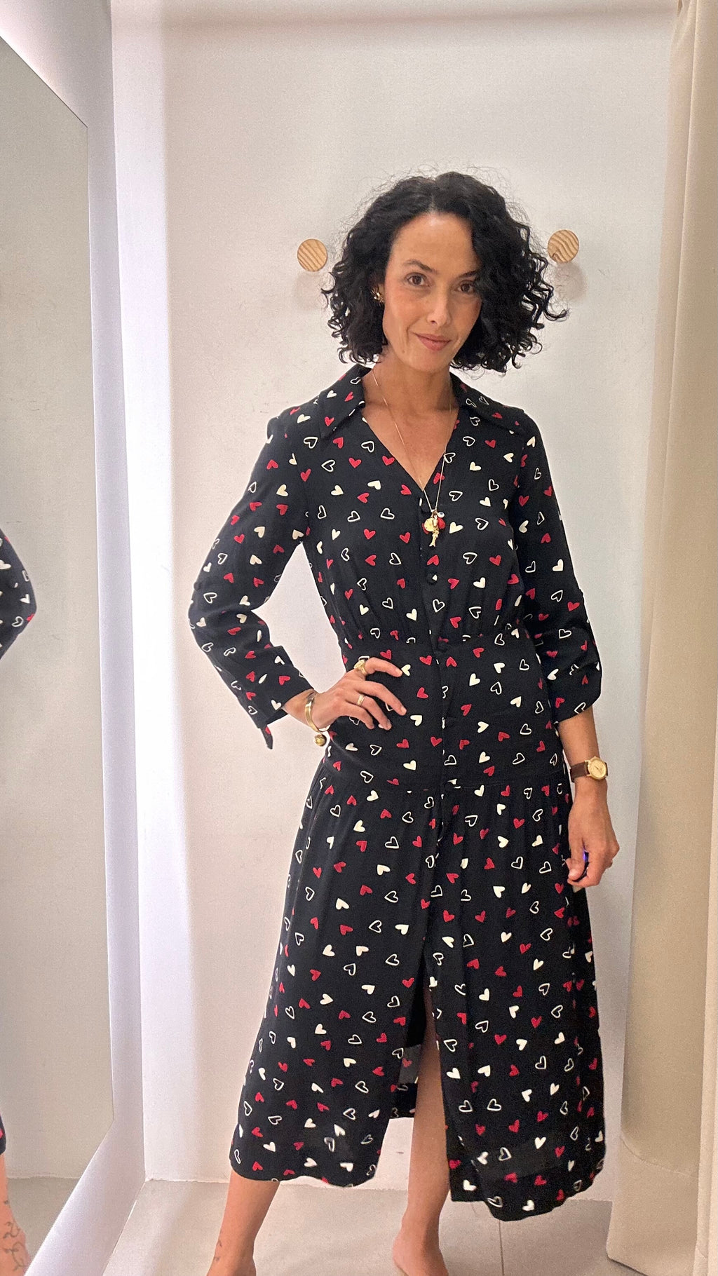 Vestido Preto Estampa Coração Iorane