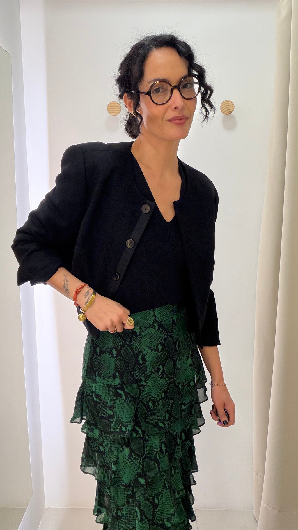 Saia Animal Print Verde 100% Seda C'est Tout