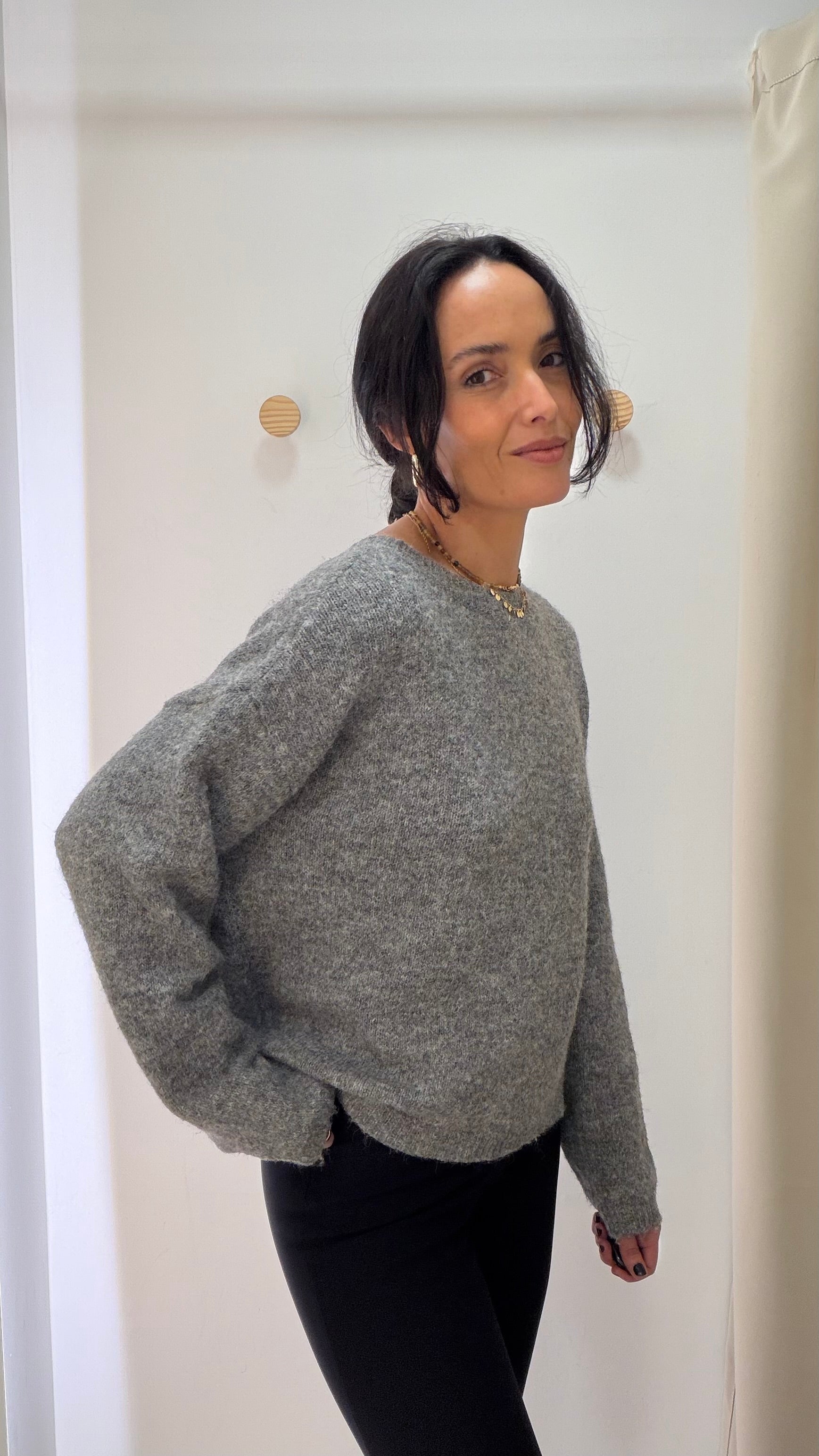 Tricot Cinza com Laço