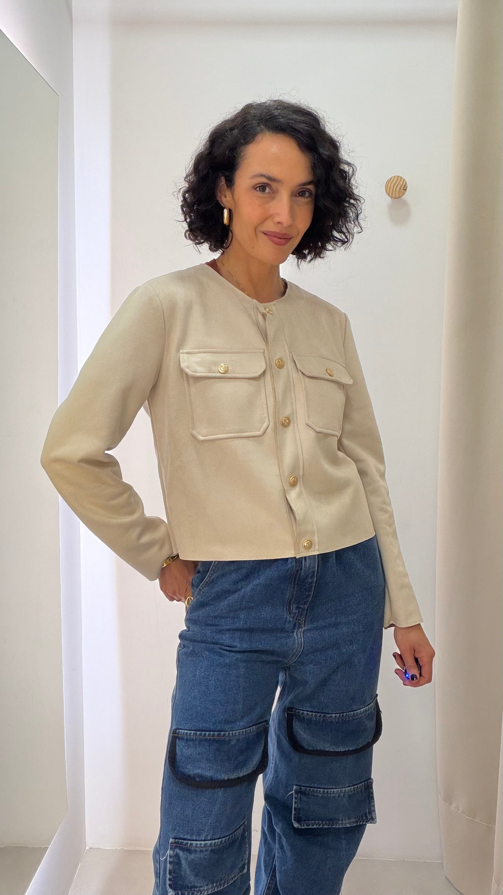 Casaco Bege suede Mochine