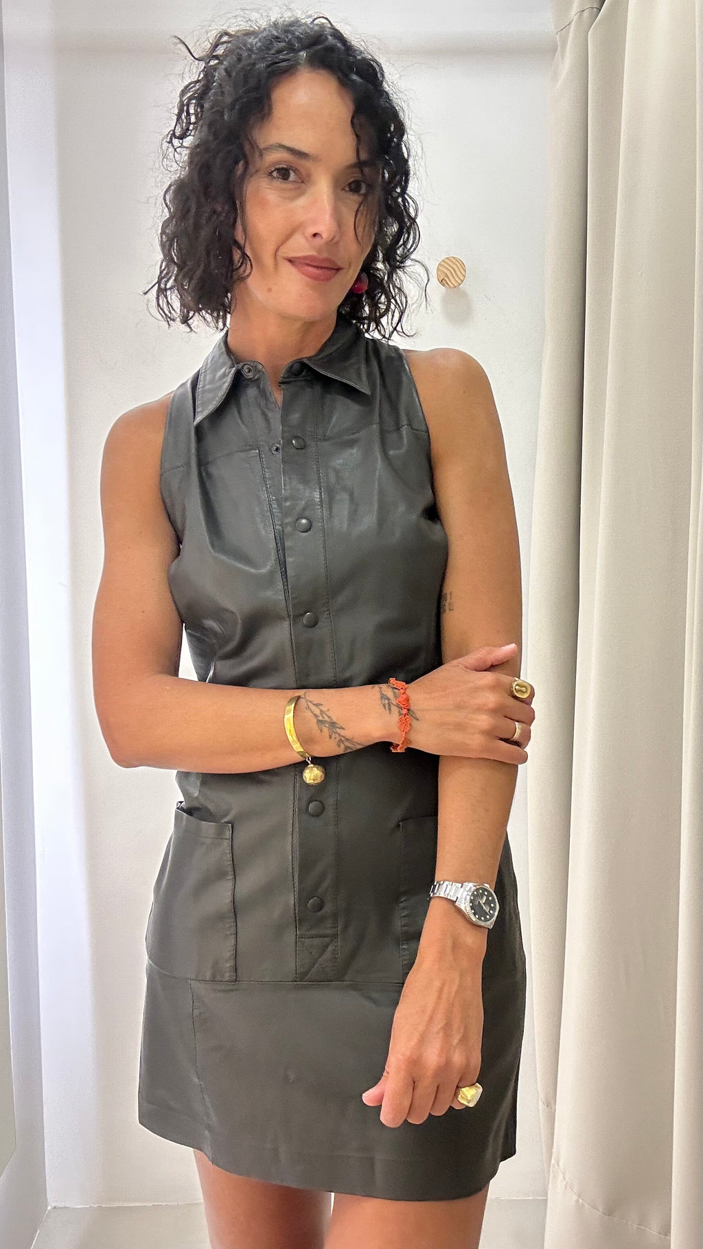 Vestido Preto Couro Tactile