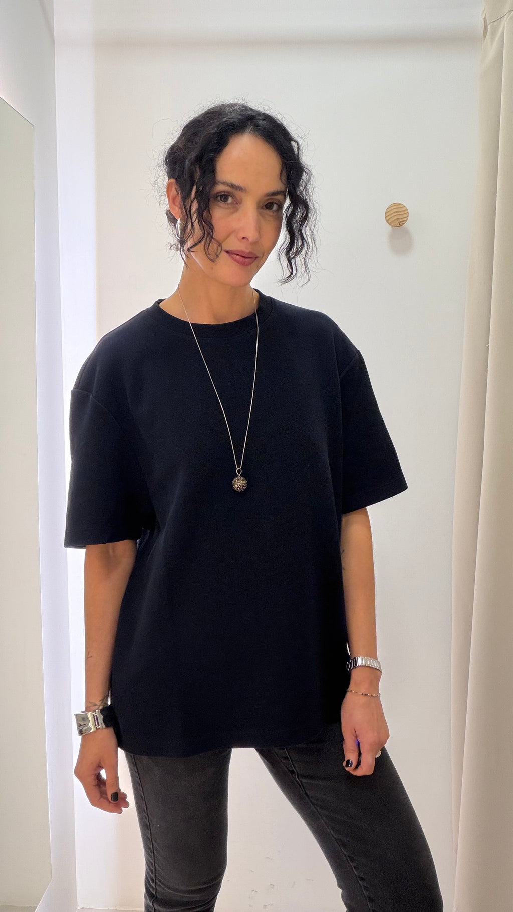 Camiseta ampla Preta Zara