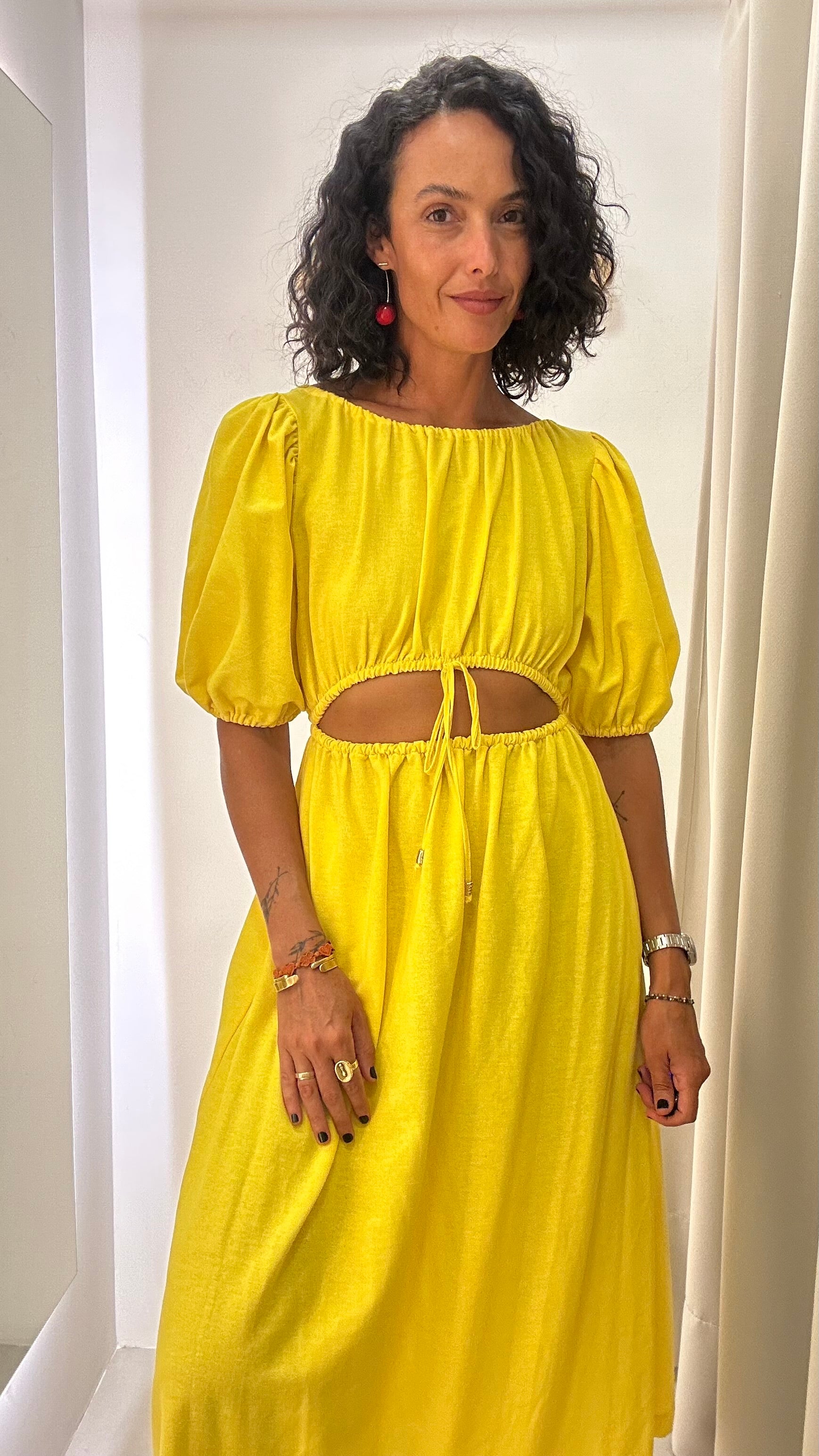 Vestido Evasê Amarelo