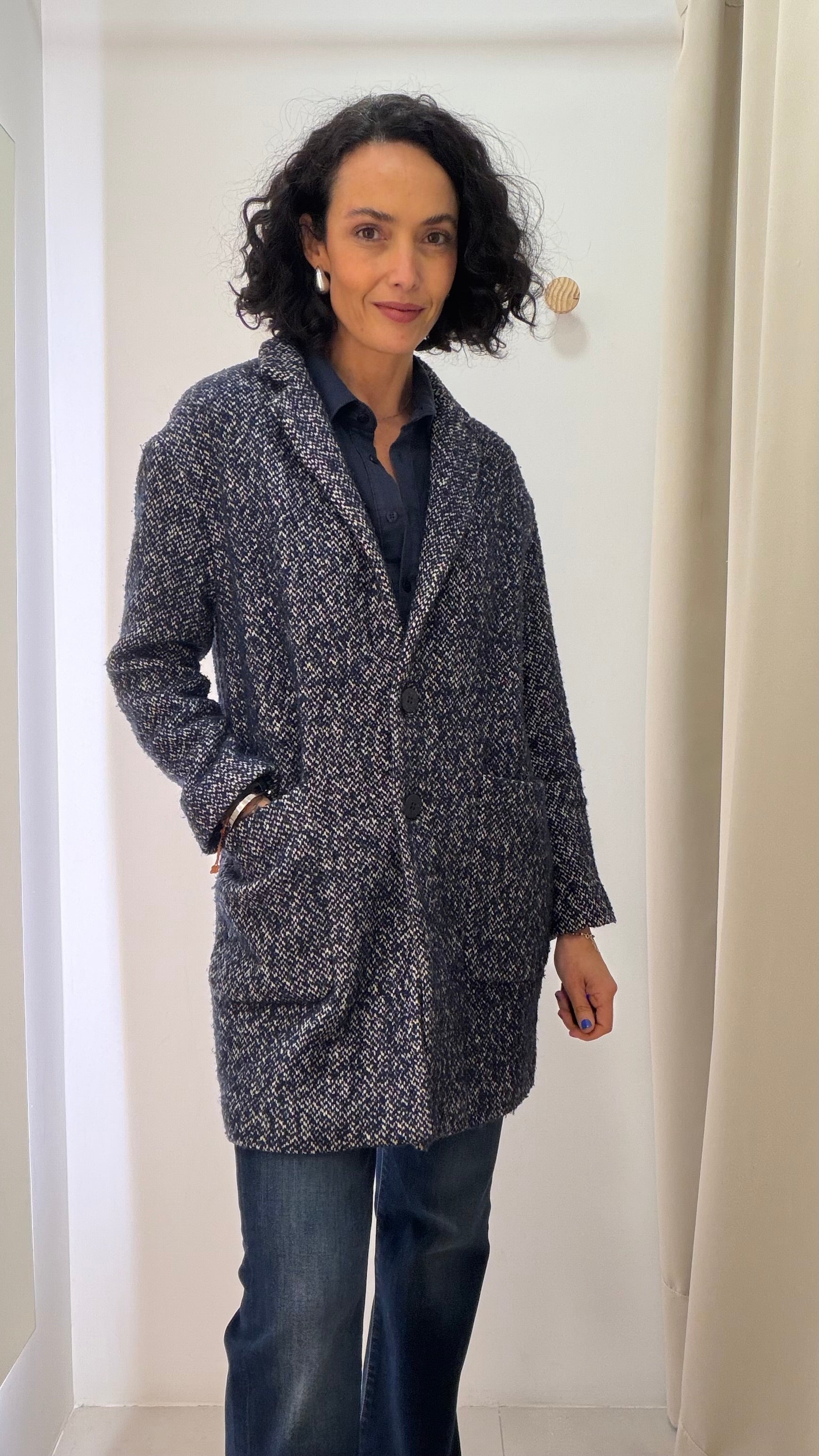 Casaco de Tweed Azul Zara