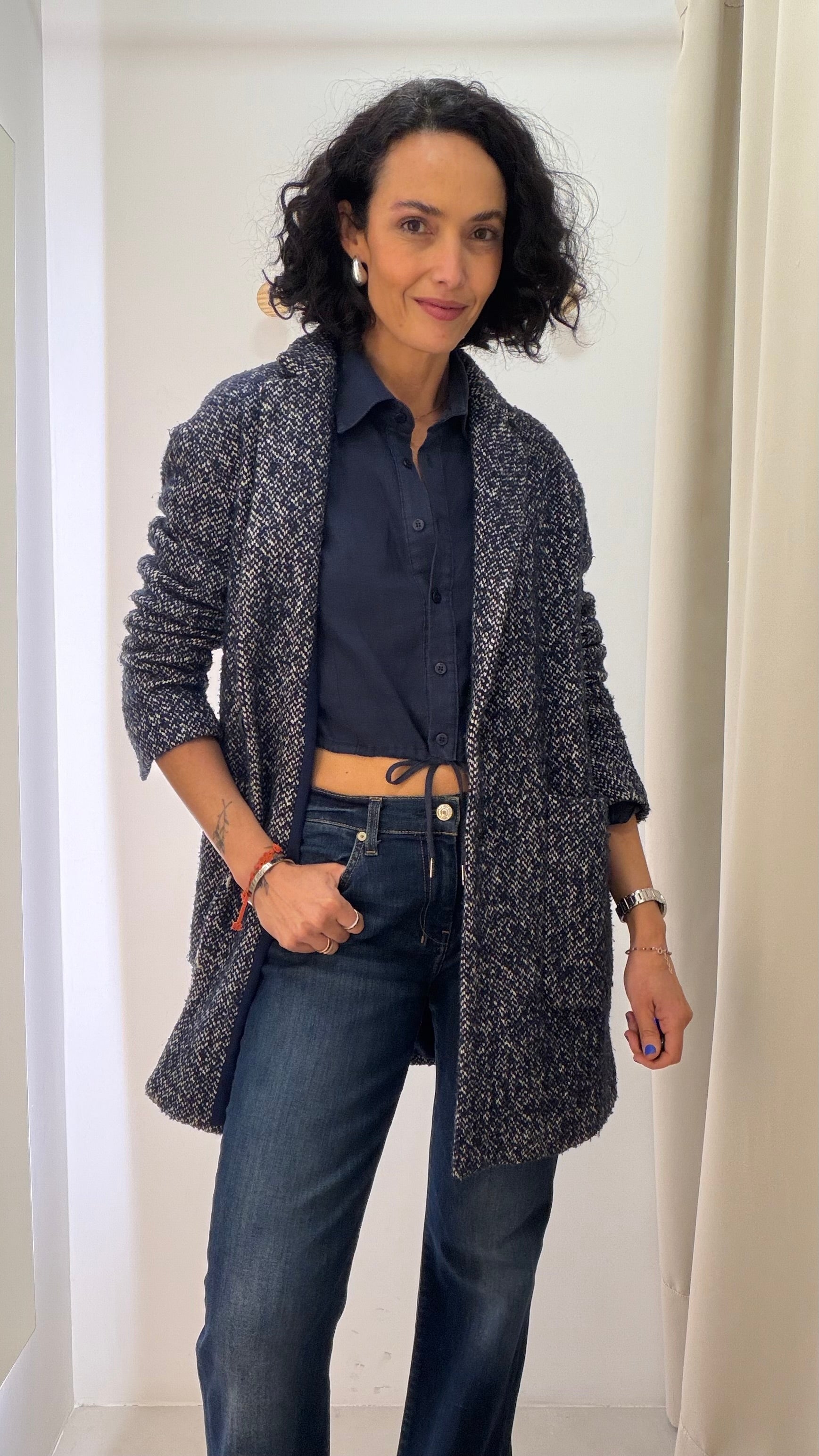 Casaco de Tweed Azul Zara