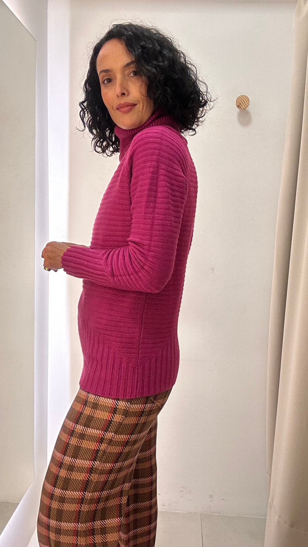 Suéter Tricot Rosa Fucsia