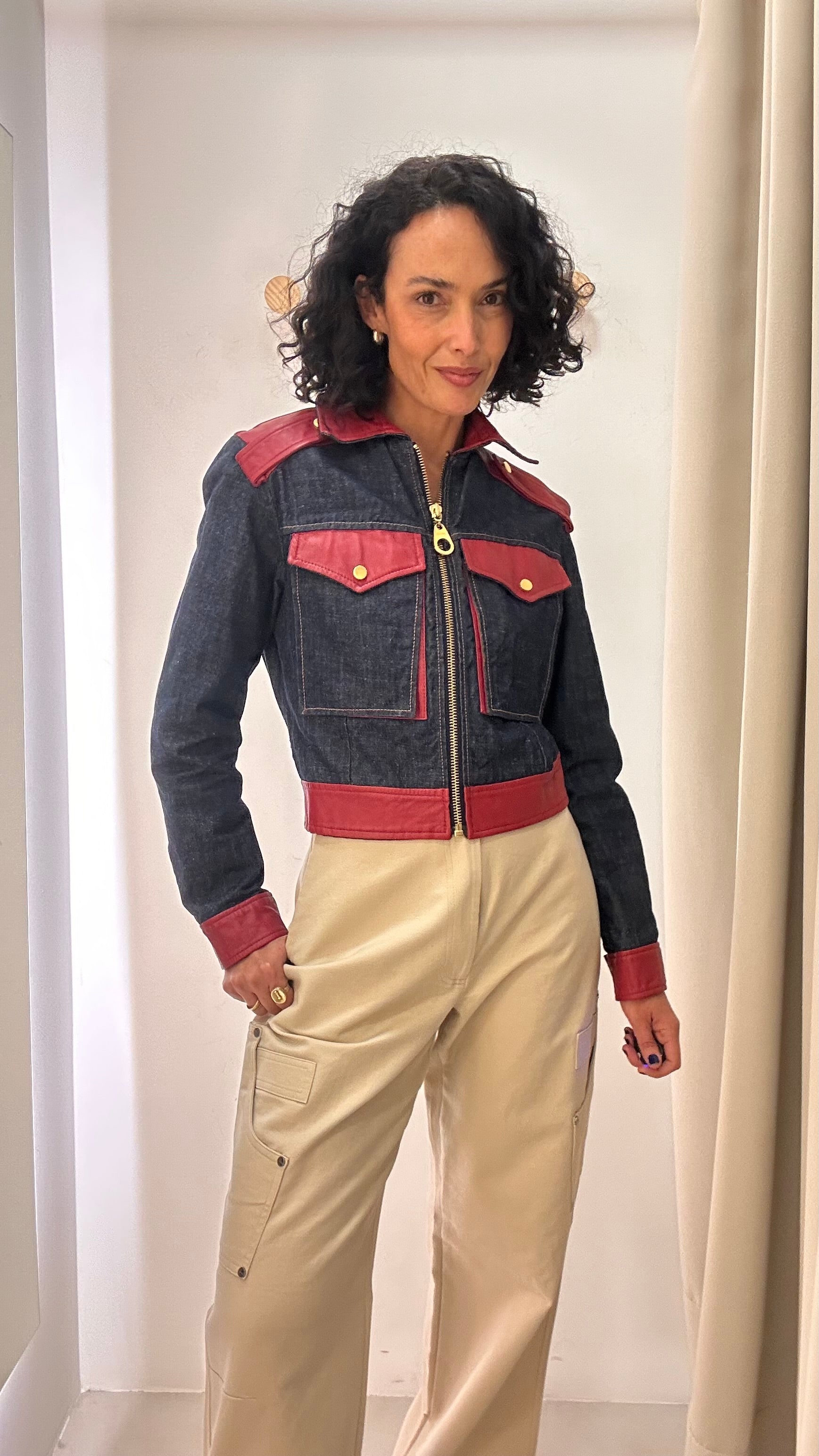 Jaqueta jeans e couro Animale