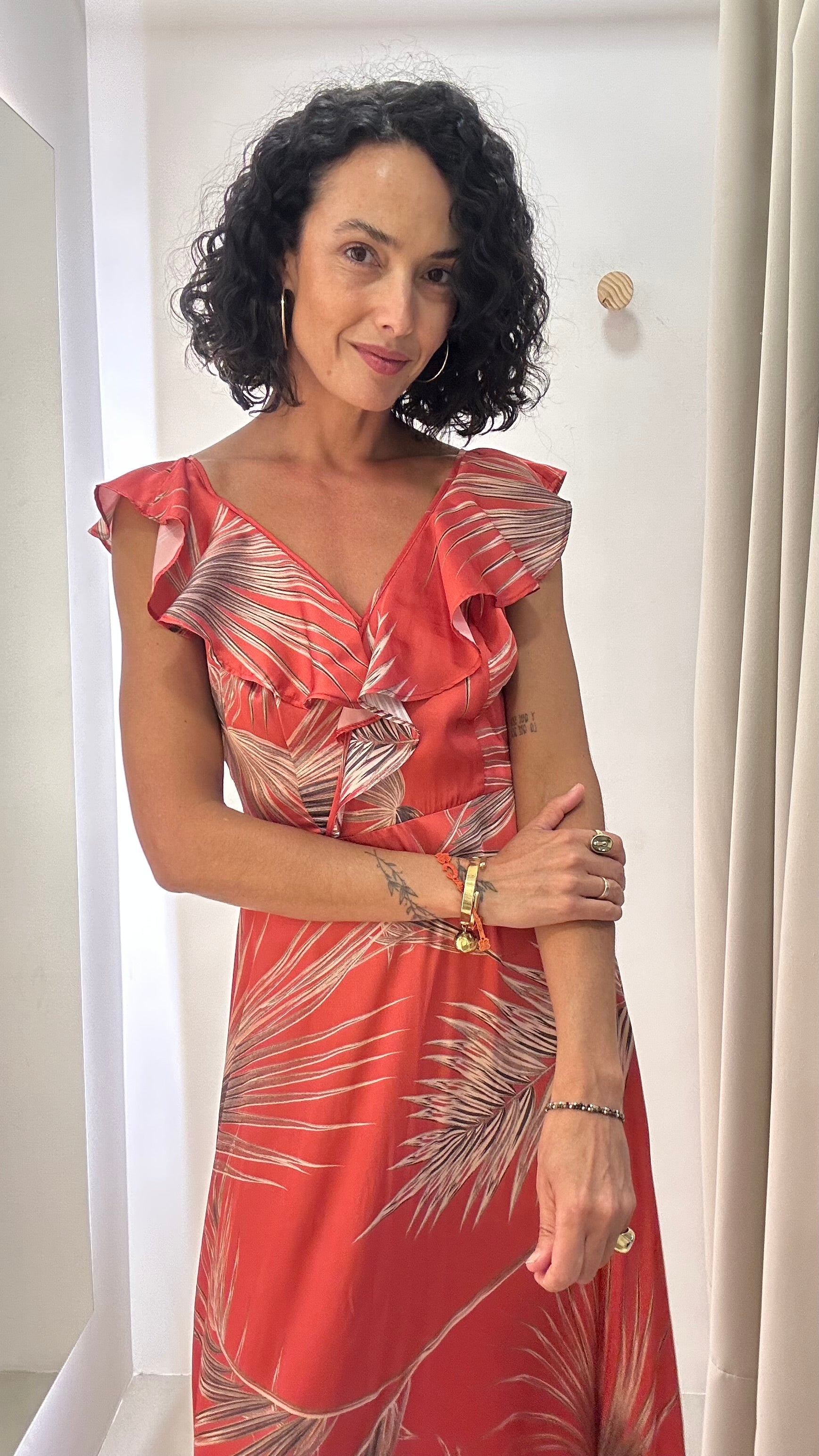 Vestido Longo Vermelho Estampado