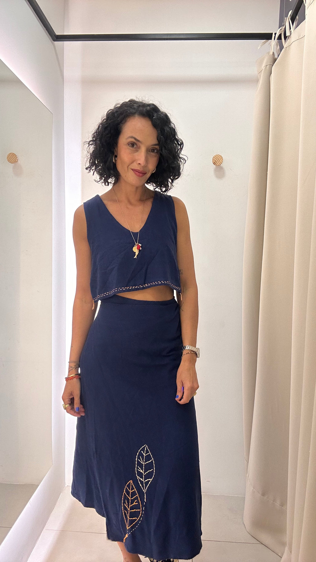 Vestido linho misto Simone Franco