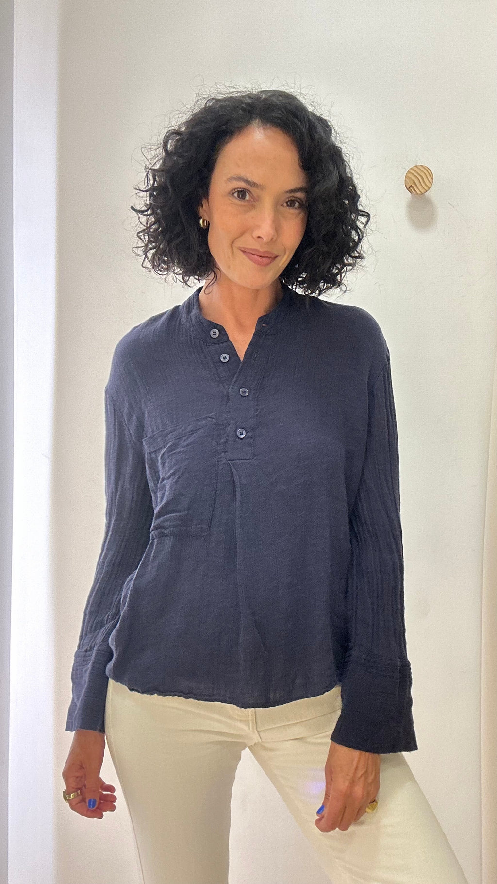 Blusa Azul com Botões Frontais Zara