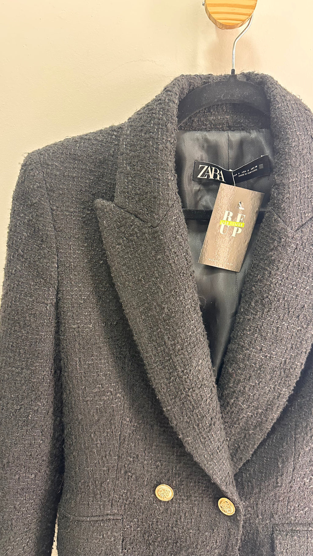 Blazer preto tweed Zara