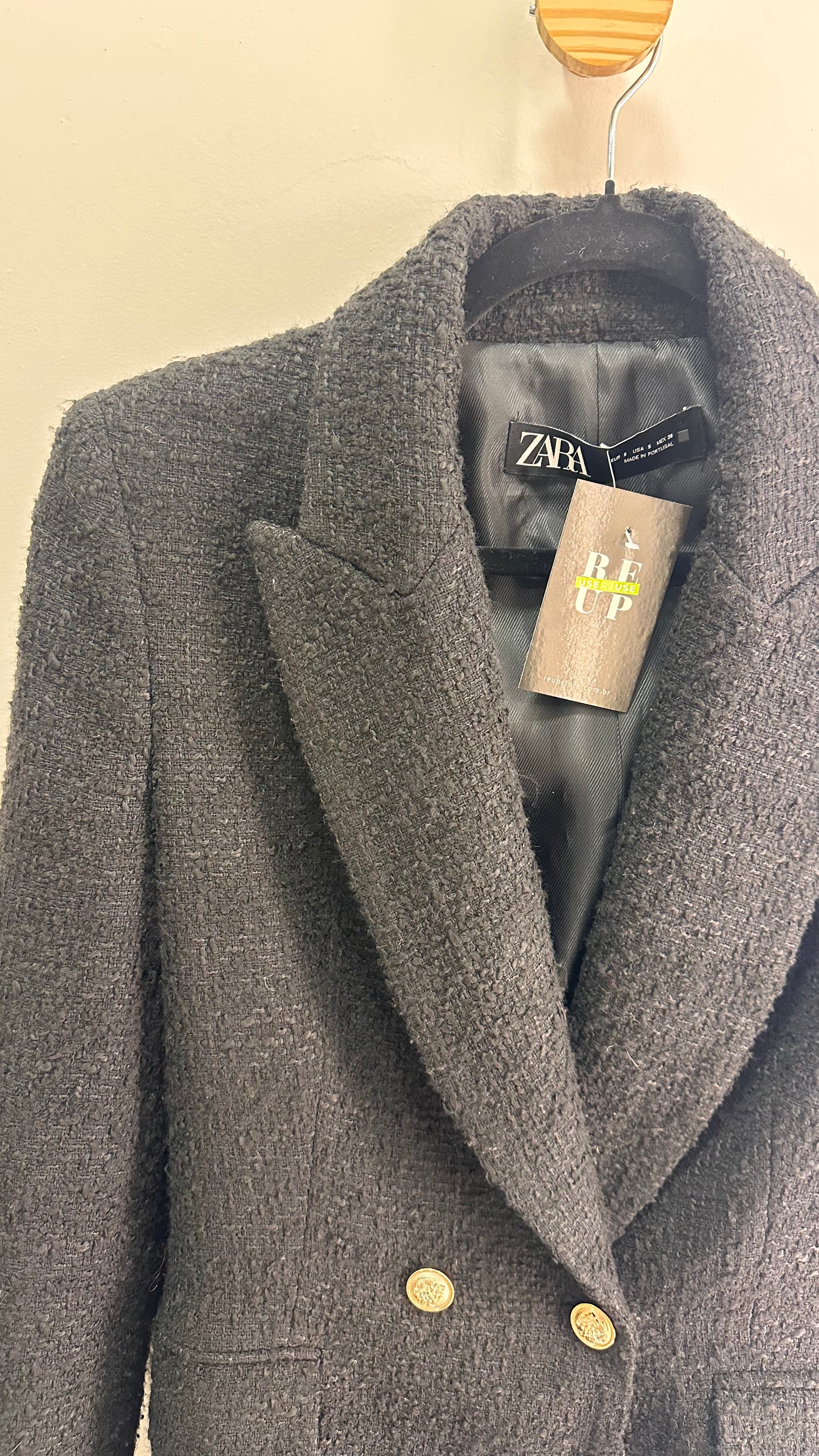 Blazer preto tweed Zara